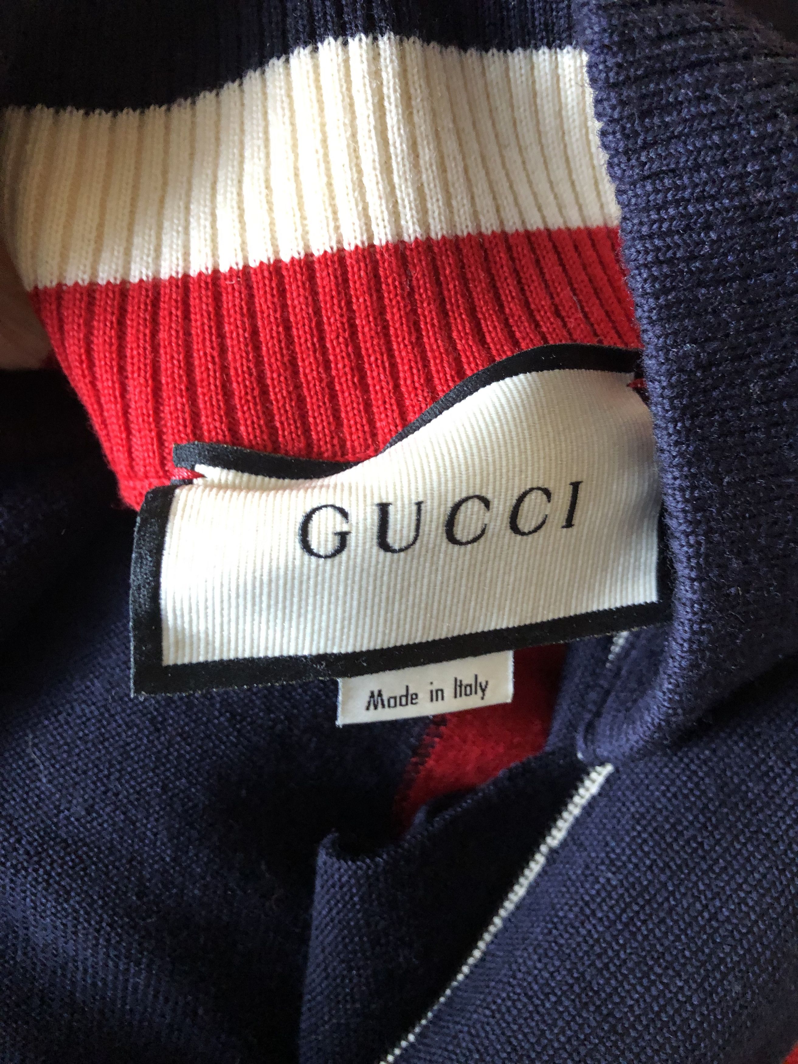 Gucci Gucci GG Logo-appliquéd Striped Wool Zip-up Sweater Size US M / EU 48-50 / 2 - 8 Thumbnail