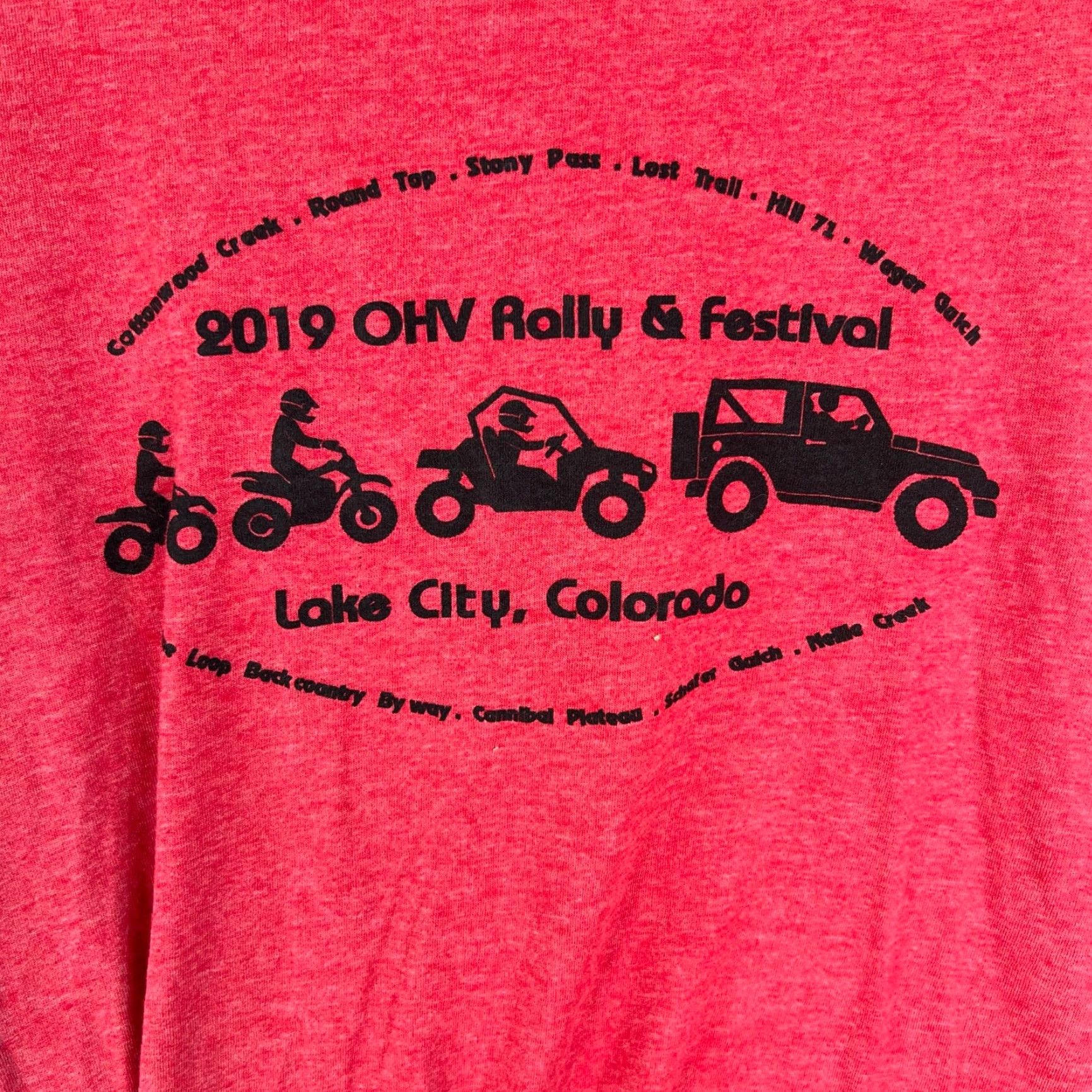 CO VINTAGE Unbranded T-Shirt OHV 2019 Off Road Rally & Festival Lake City CO Mens Graphic Red M Size US M / EU 48-50 / 2 - 2 Thumbnail