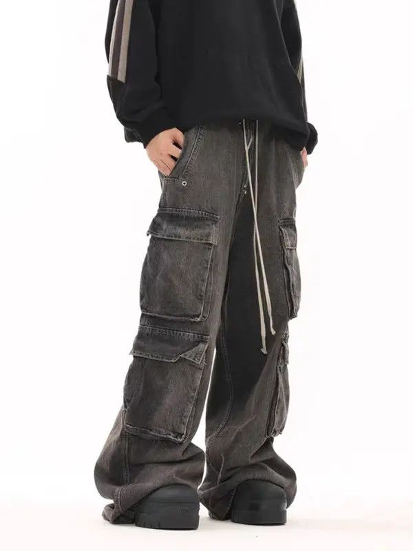 VIBE Vintage multi-pocket washed distressed micro-flared jeans Size US 34 / EU 50 - 6 Thumbnail