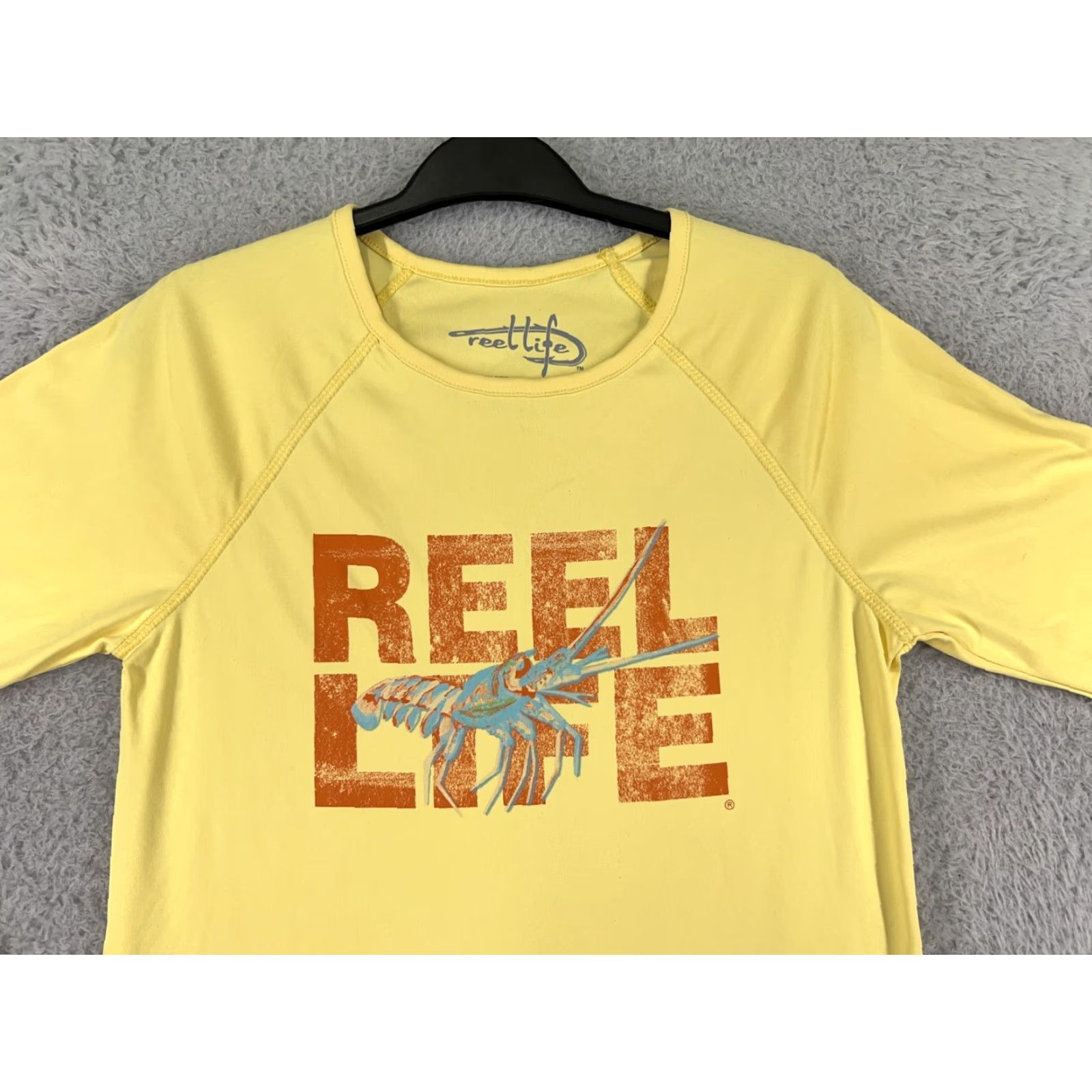 Alife Reel Life Shirt Womens Medium Yellow Long Sleeve 100% Polyester Lobster Fishing Size M / US 6-8 / IT 42-44 - 5 Thumbnail