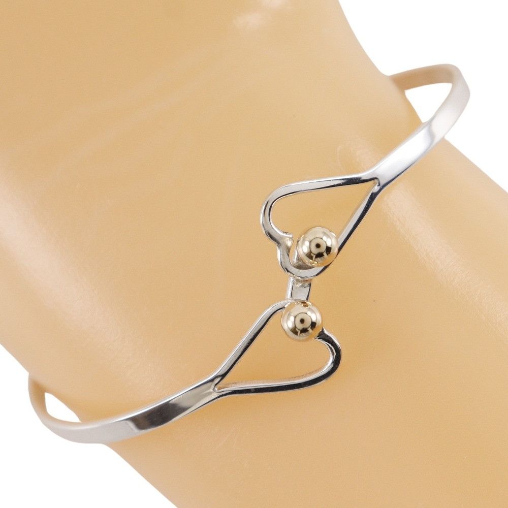 Tiffany & Co. Tiffany & Co. Tiffany Hook & Eye Double Heart Silver 925 K14 Yellow Gold Bangle Metal Bangle DUTY FREE for USA Size ONE SIZE - 1 Thumbnail