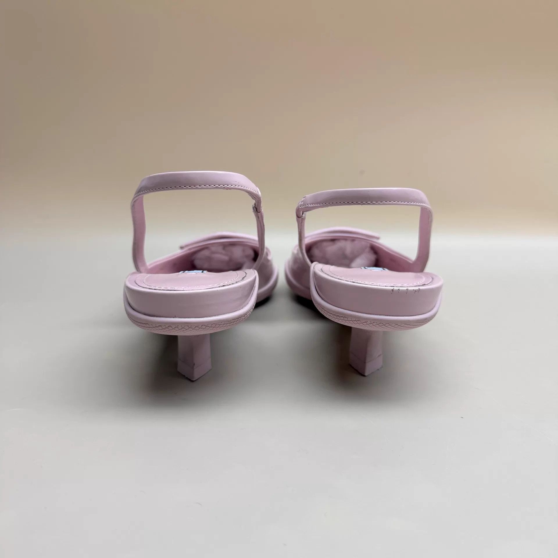 Prada Prada Light Pink Triangle Logo Heels 36 (95New) Size US 5.5 / IT 35.5 - 3 Thumbnail