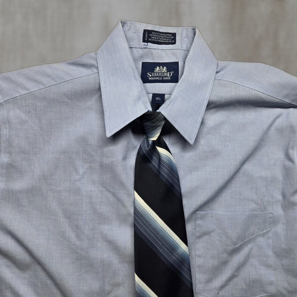 stafford short sleeve dress shirt NWT Stafford Essentials Green Short Sleeve Button-Down Dress Shirt Mens 14  1/2