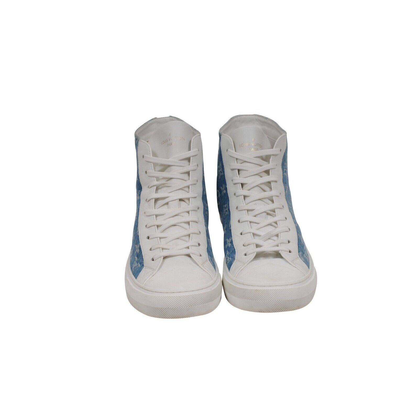 Louis Vuitton White Blue Denim LV Tattoo High Top Sneakers - 01897 Size US 9 / EU 42 - 2 Thumbnail