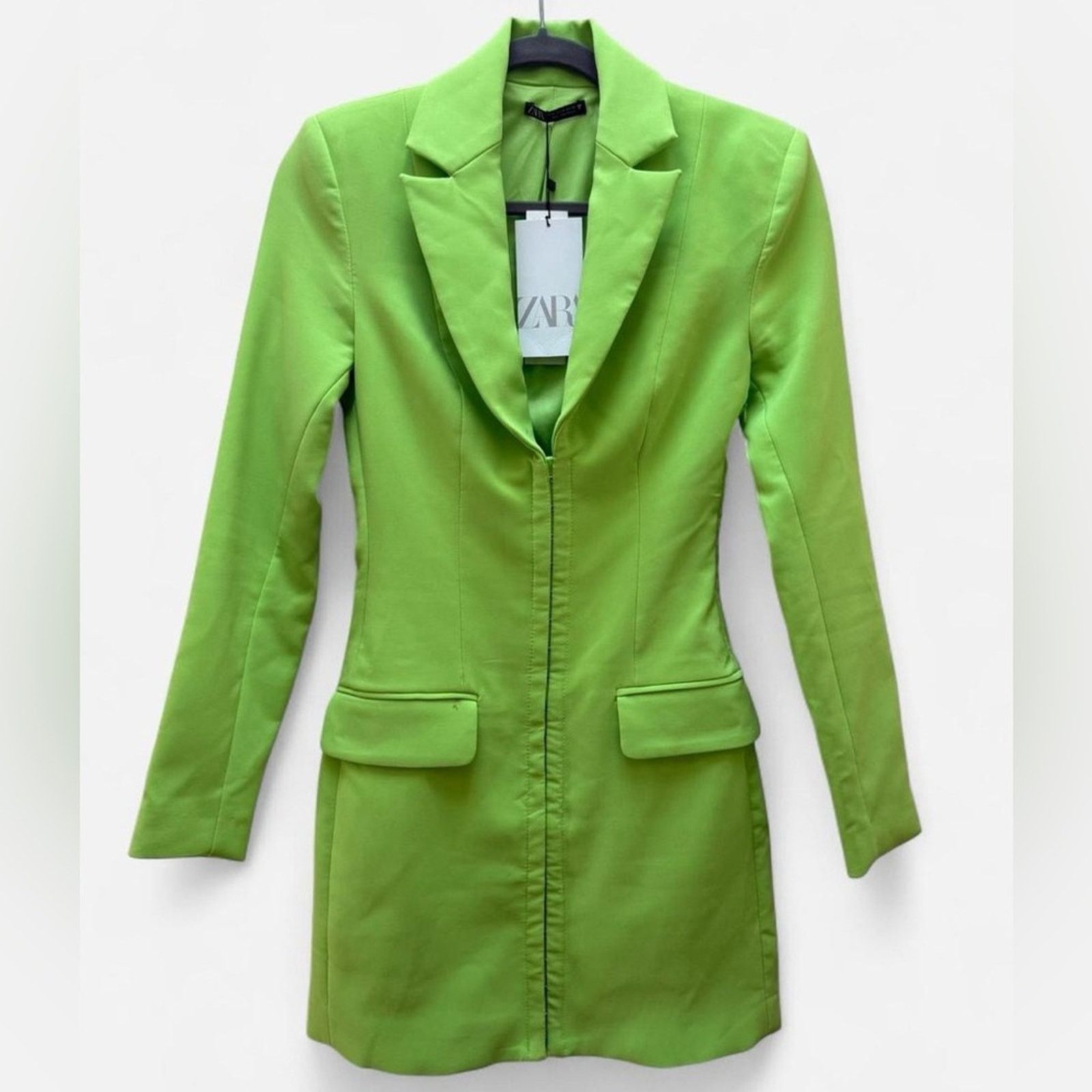 neon green zara dress Maxi Dress Zara Neon Green Dress ZARA Neon Green Textured Weave Tweed Dress  2969/811