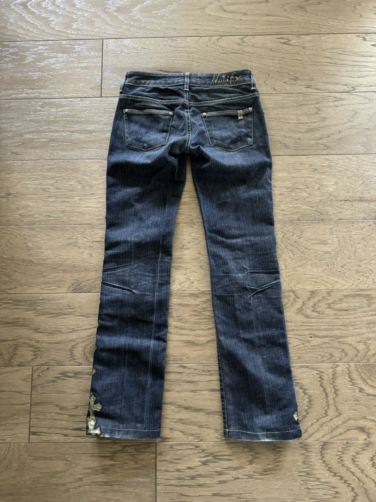 Chrome Hearts Chrome Hearts Notify Custom Gold Leather Cross Patch Denim Size 27" / US 4 / IT 40 - 2 Thumbnail