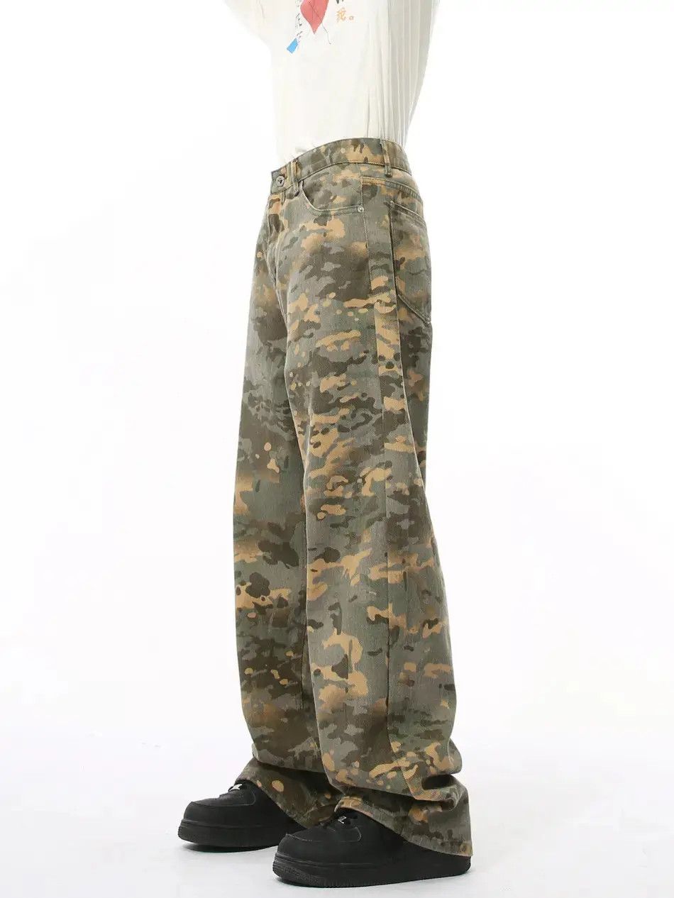 Japanese Brand Retro camouflage straight leg wide leg jeans Size US 32 / EU 48 - 4 Thumbnail