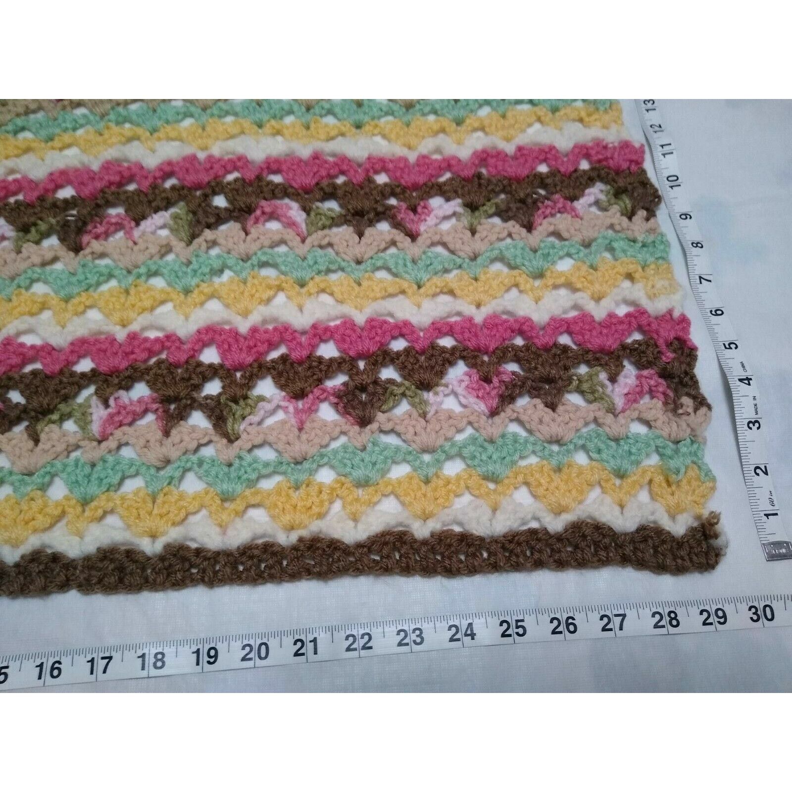 Handmade Alissa Throw Style Crochet Blanket Afghan 32x32 Green, Tan+ Size ONE SIZE - 2 Thumbnail