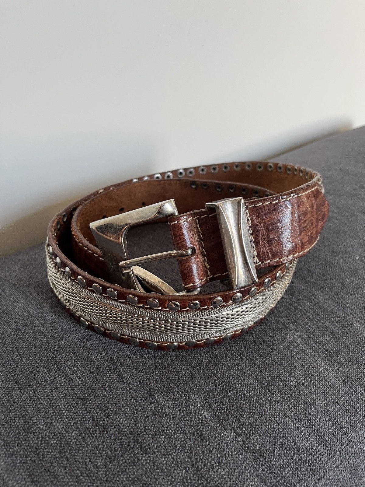 Cowboy Equipment Cheval Design Studio Super Heavy Leather Metallic Belt Size ONE SIZE - 2 Thumbnail