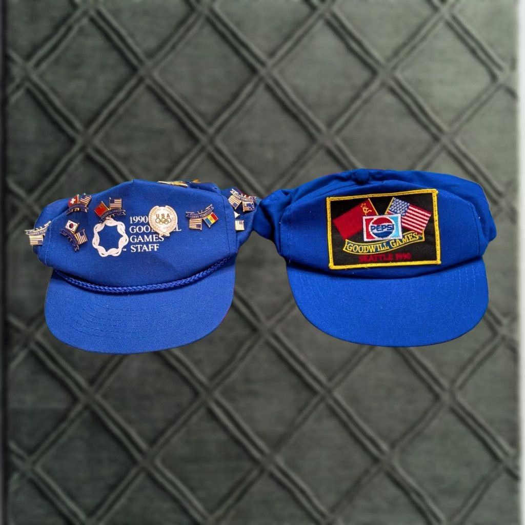 Vintage VINTAGE Goodwill Games Hat Lot Snapback USA Blue One Size Mens +19 Pins Pepsi Ted Turner 1990 Size ONE SIZE - 1 Thumbnail