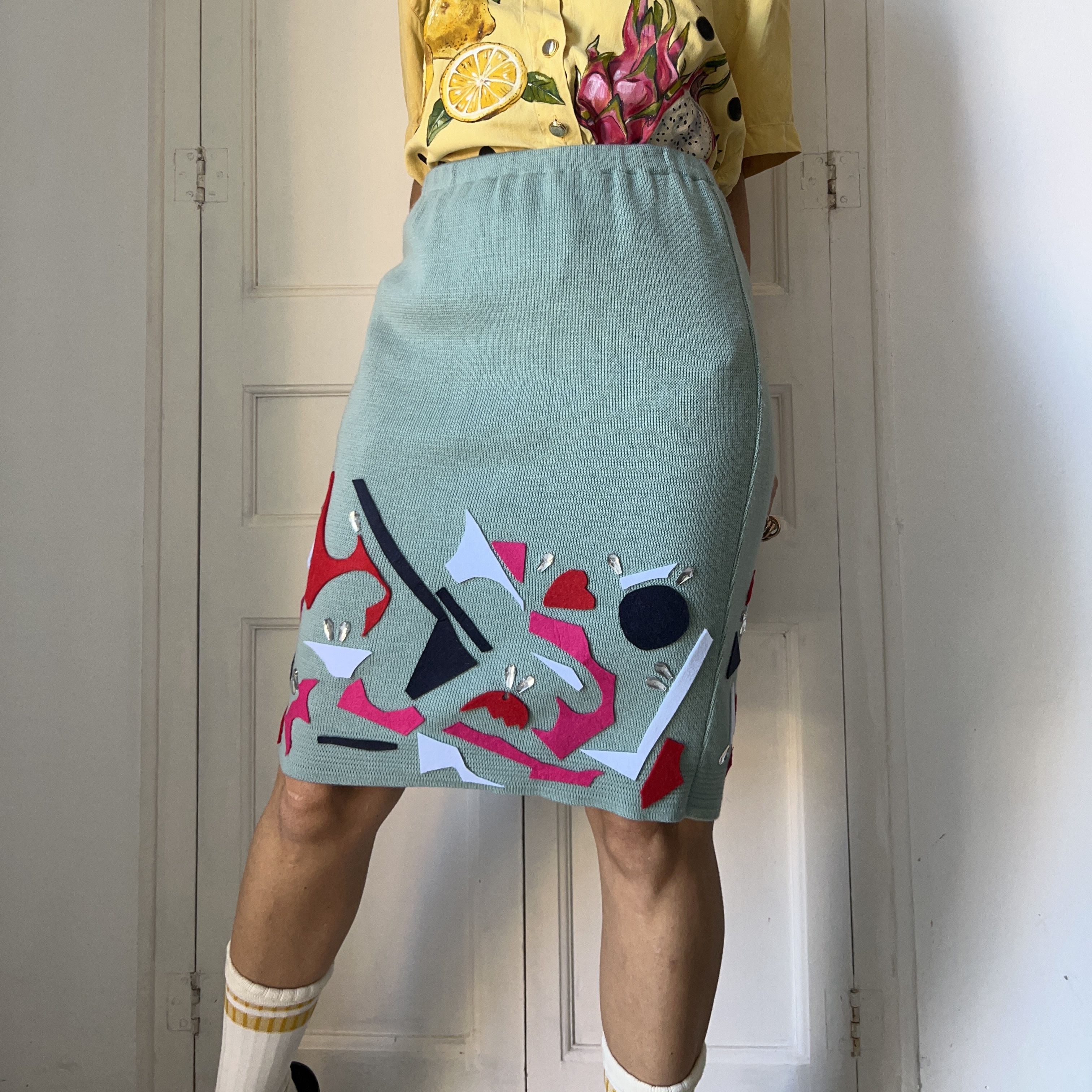 Custommade Custommade Felt Collage mint greenknit skirt Size 30" / US 8 / IT 44 - 1 Thumbnail