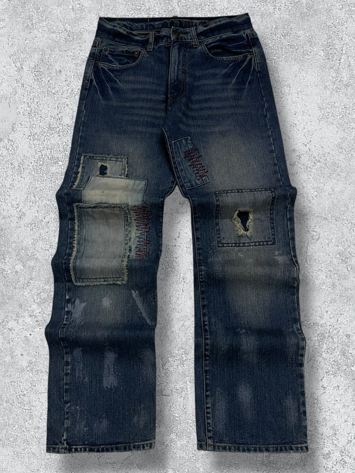 Japanese Brand Vintage Japan Designer 90’s LowBox Distressed Patchwork Jean Size US 29 - 1 Thumbnail