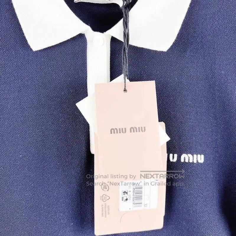 Miu Miu Miu Miu Dark Blue Cotton Dress . Size XS / US 0-2 / IT 36-38 - 2 Thumbnail