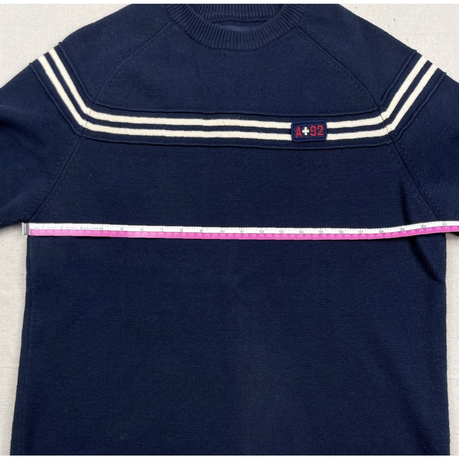 Abercrombie & Fitch VINTAGE Abercrombie & Fitch Sweater Crewneck Hoodie Men L Blue 92 Patch Knit Stripe Embroidered Outdoor Casual Pullover Knit Cotton Blend Size US L / EU 52-54 / 3 - 4 Thumbnail