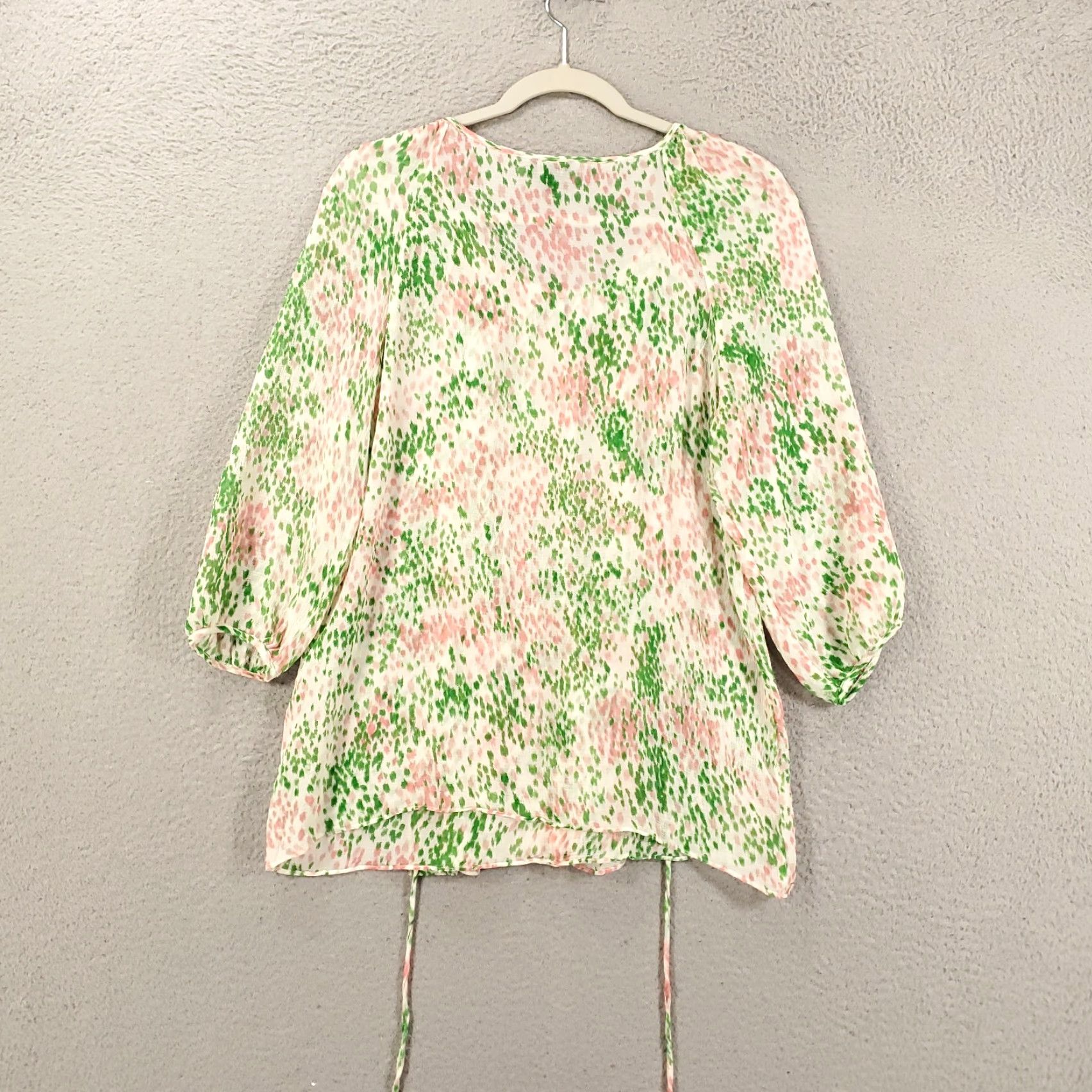 Talbots Talbots Blouse Womens 12 Multicolor Geometric 3/4 Sleeve Tie Front Lightweight Sheer Bohemian Classic Size XL / US 12-14 / IT 48-50 - 7 Thumbnail