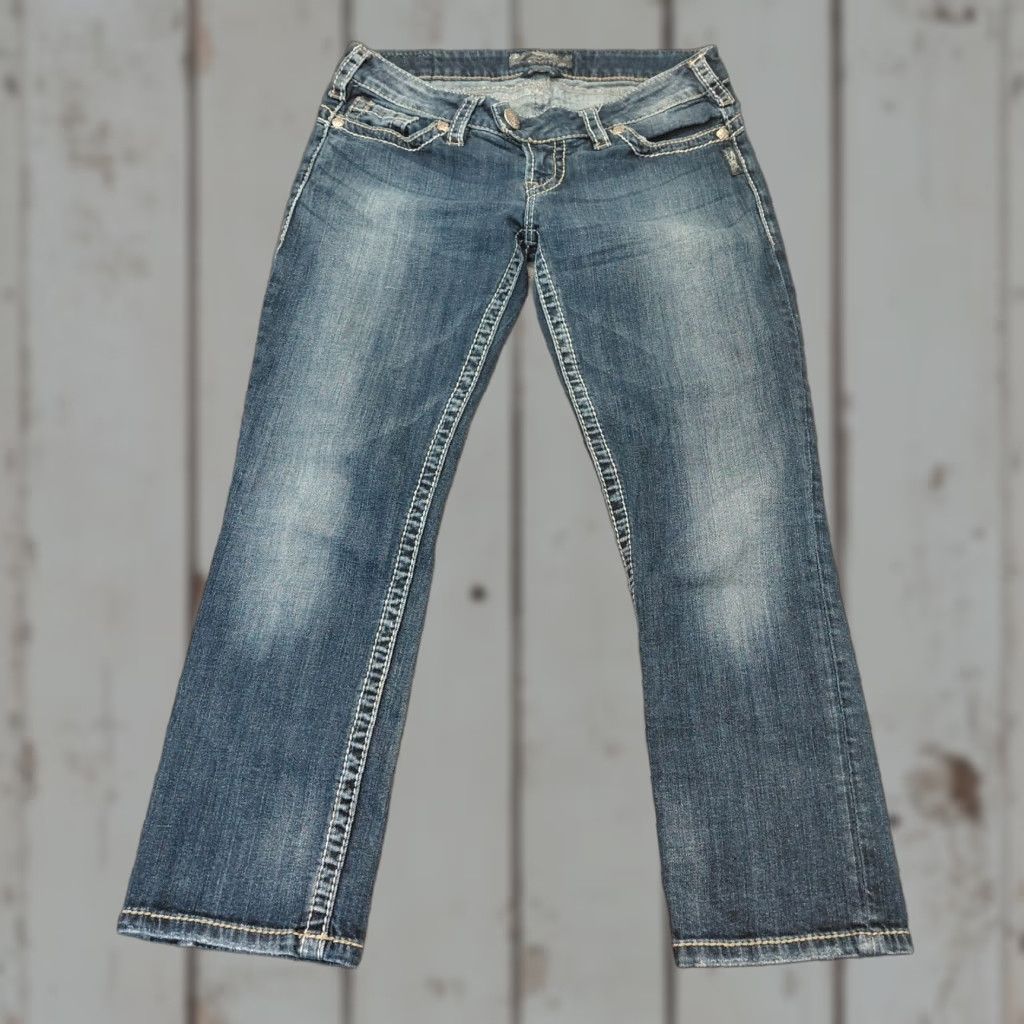 Vintage Silver Jeans Tuesday Capri Women 29 Blue Dark Wash Denim Casual Size 29" - 1 Thumbnail