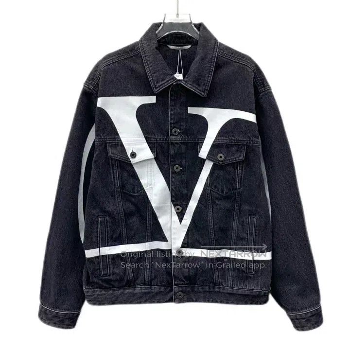 Valentino Valentino Black logo-print cotton lapel long-sleeved denim Size US S / EU 44-46 / 1 - 1 Thumbnail