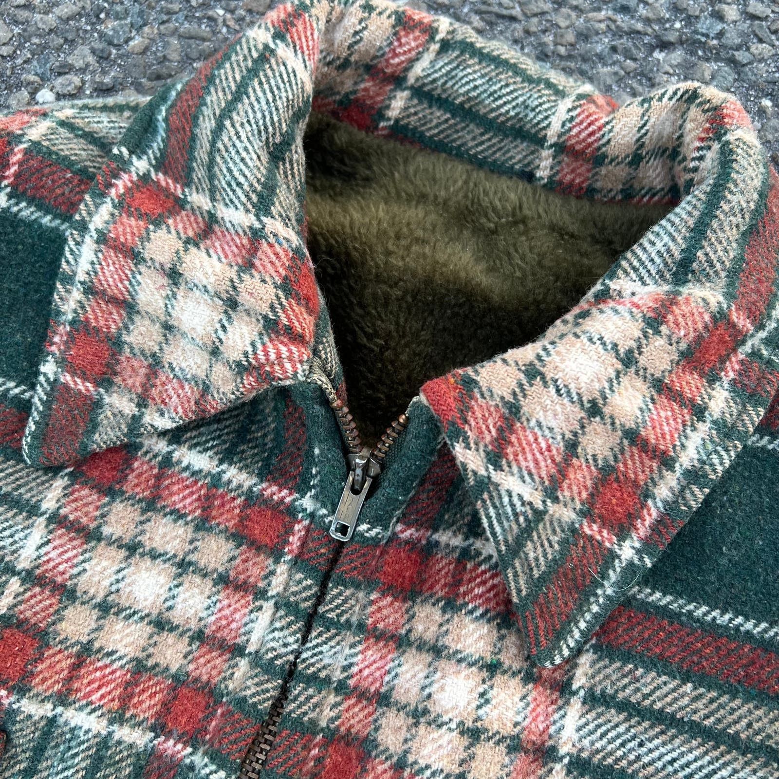 Vintage True Vintage green orange plaid wool talon zipper jacket Size US L / EU 52-54 / 3 - 6 Thumbnail