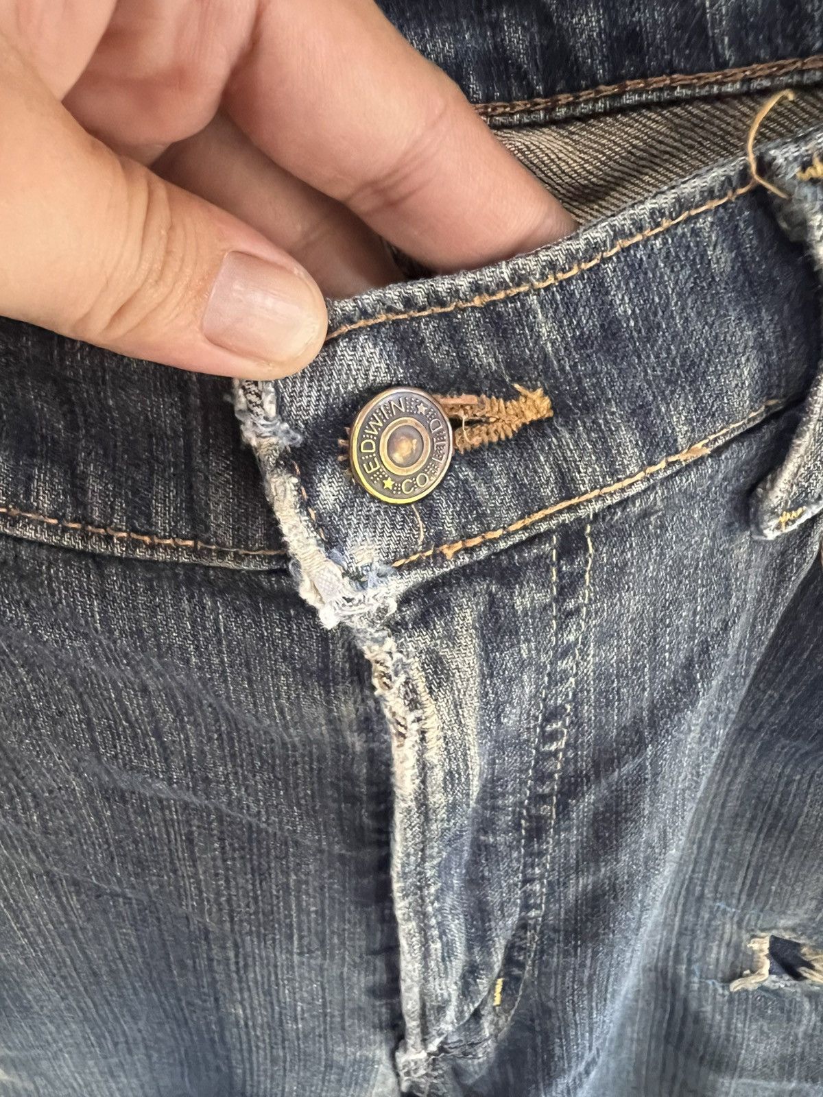 Edwin 🔥Vintage Edwin S403 Distressed Denim Size US 35 - 9 Thumbnail
