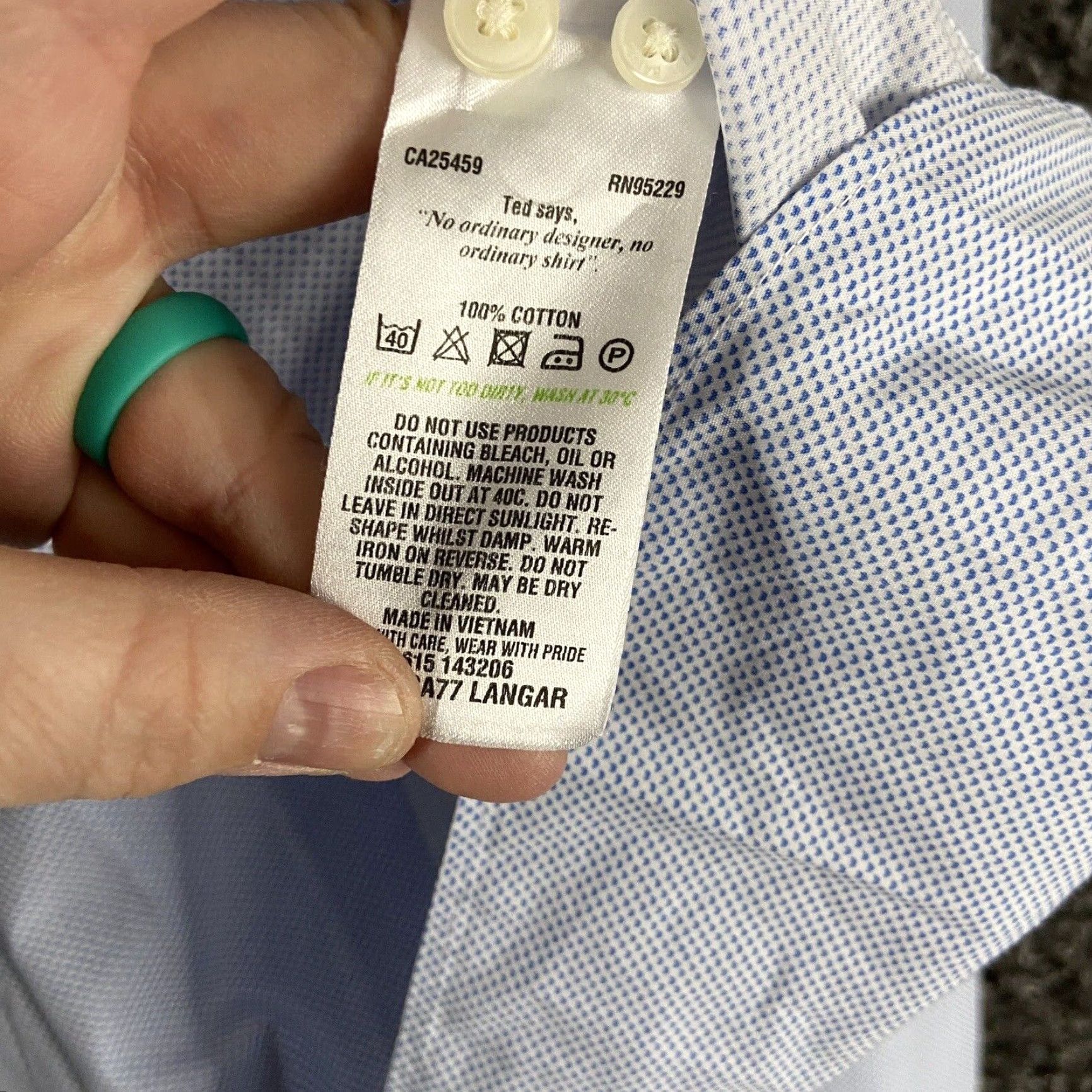 Ted Baker VINTAGE NOT APPLICABLE? Wait, Ted Baker Endurance Dress Shirt Button Up Long Sleeve Men 16.5 36/37 Blue Adult Medium? Size 42R - 7 Thumbnail