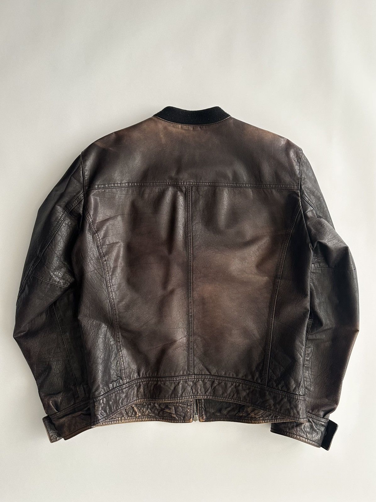 Emporio Armani Emporio Armani 2000’s Aged Leather Jacket Size US M / EU 48-50 / 2 - 2 Thumbnail