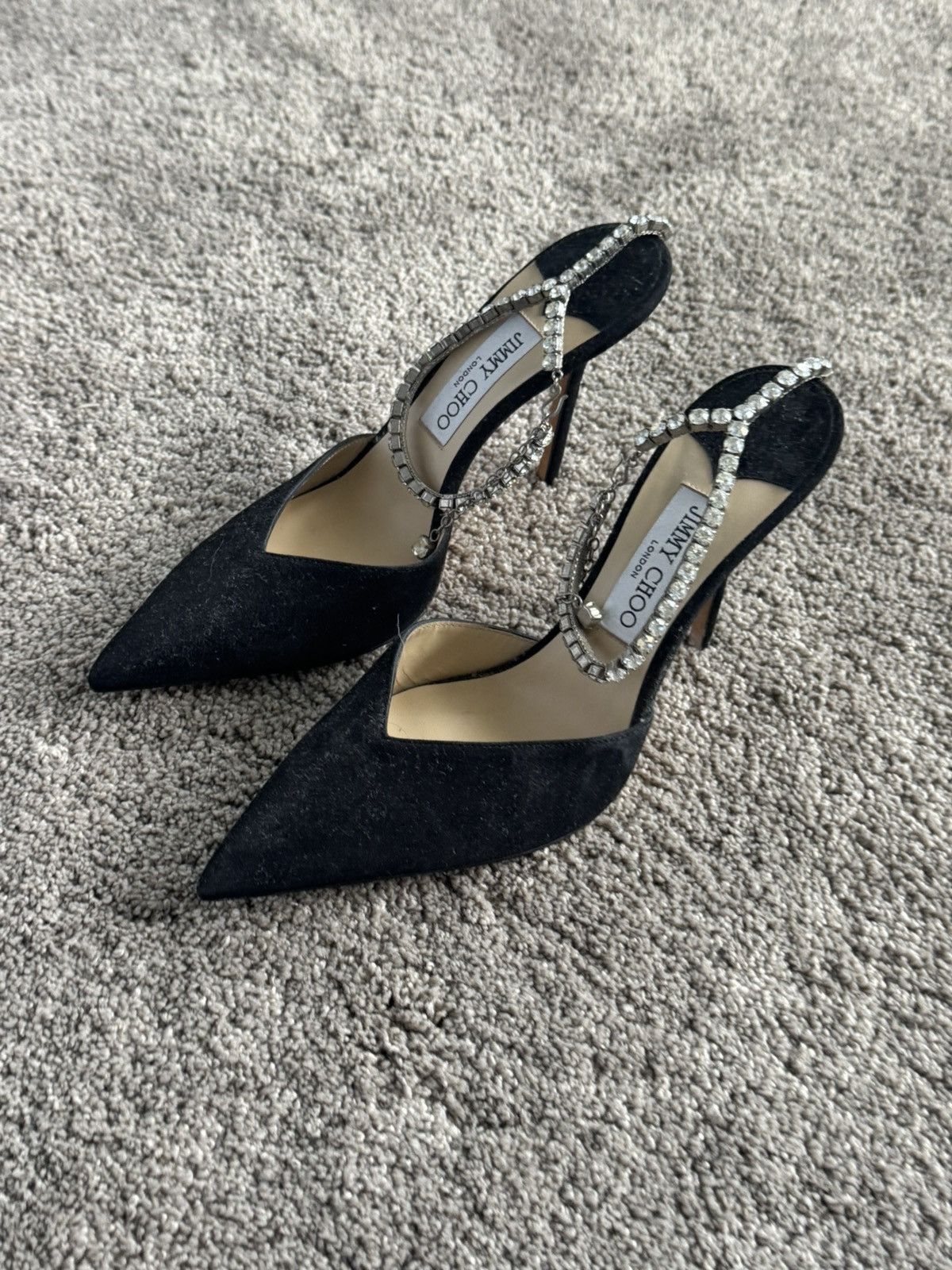Jimmy Choo Saeda 100 Black suede pumps Size US 8.5 / IT 38.5 - 5 Thumbnail