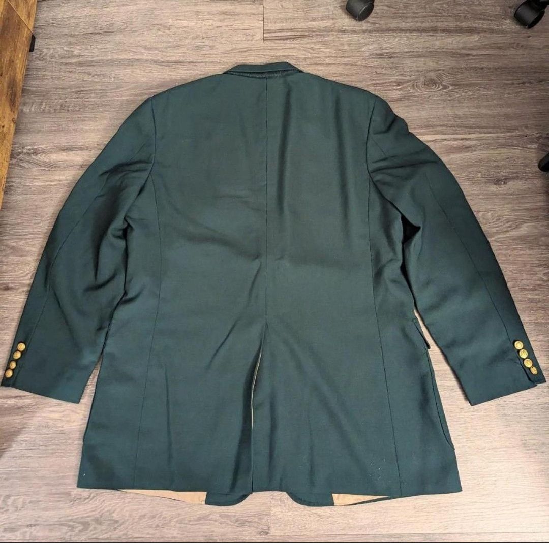Vintage Royal Green Blazer with Gold Buttons Size 44R - 2 Thumbnail