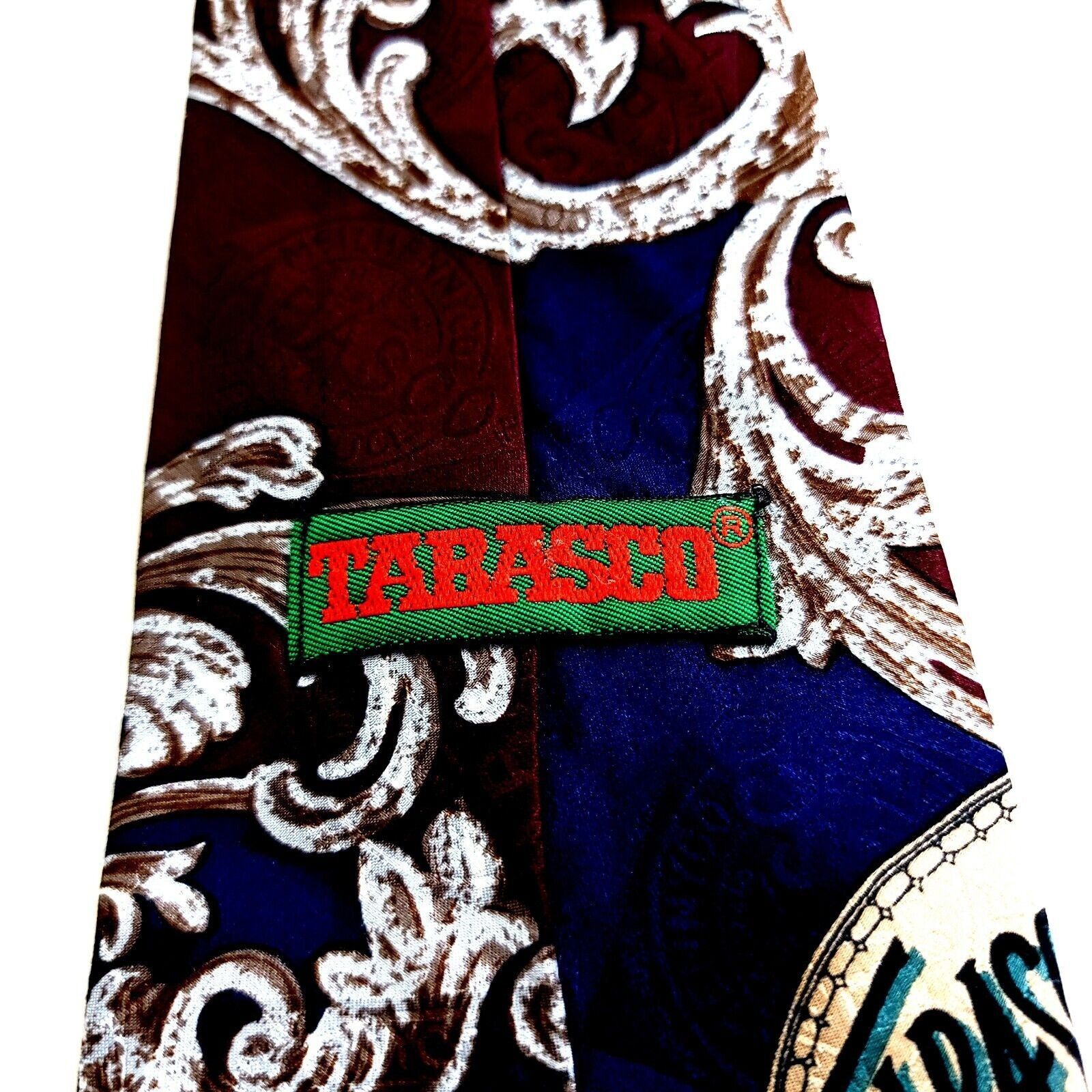 Tabasco Tabasco Standard Oyster Jacquard Print Maroon Silk Tie Long Size ONE SIZE - 4 Thumbnail