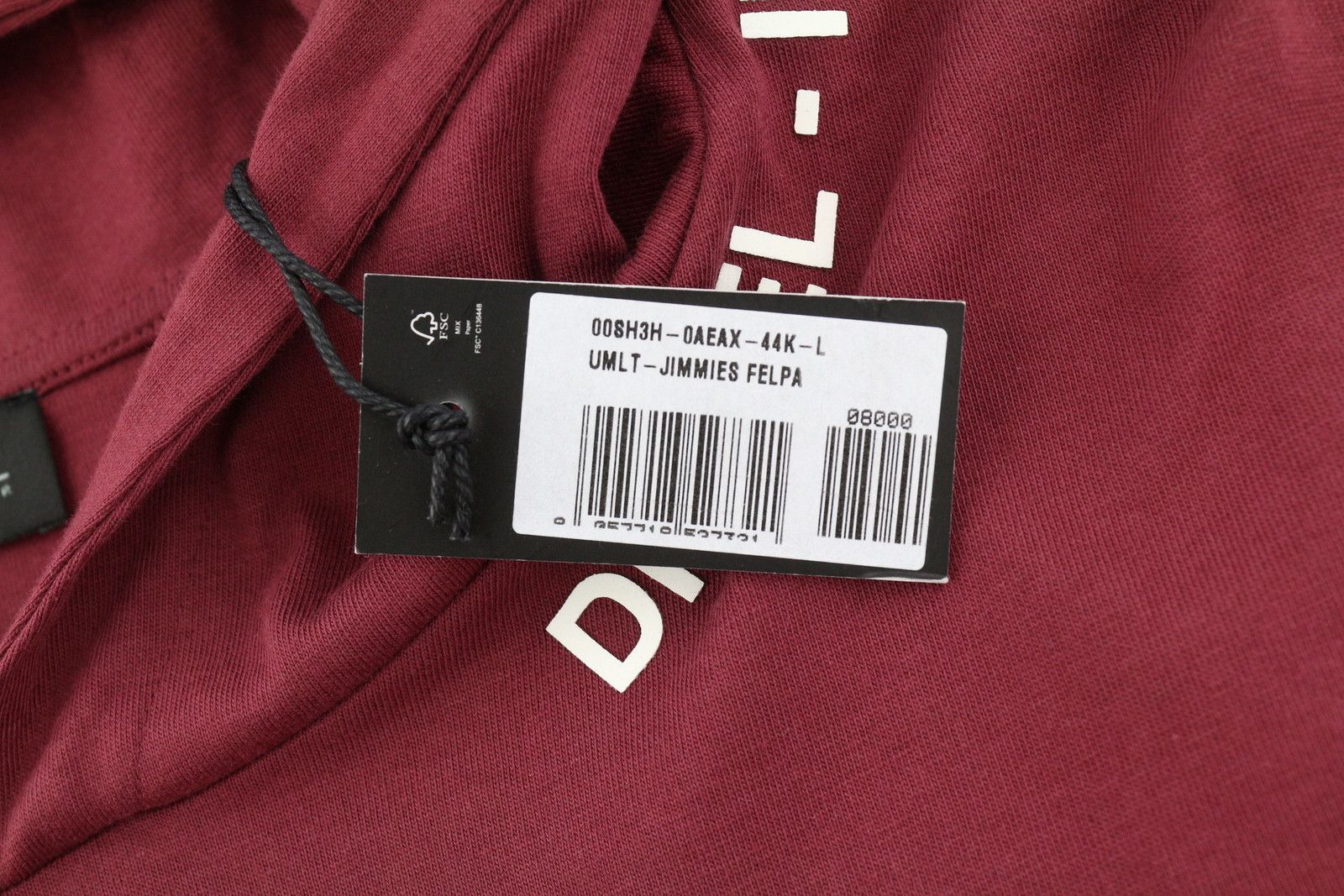 Diesel UMLT-JIMMIES L Burgundy Hooded Logo T-Shirt 41002 Size US L / EU 52-54 / 3 - 6 Thumbnail