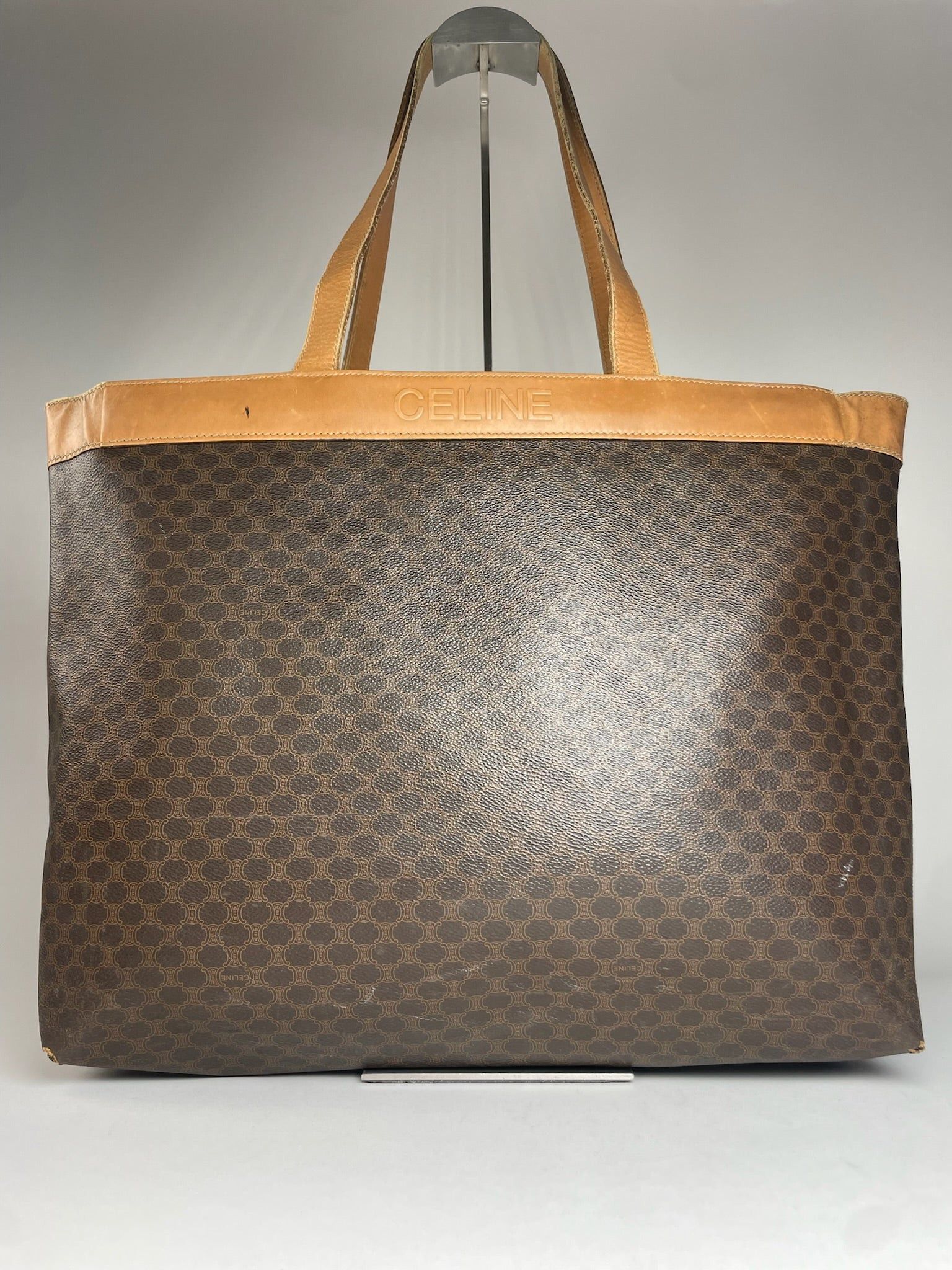 Celine Vintage Paris Triomphe Monogram Leather Tote Bag Brown Size ONE SIZE - 1 Thumbnail