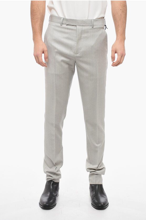 image of Dior Wool Chino Pants With Striped Pattern in Grey, Men's (Size 32)
