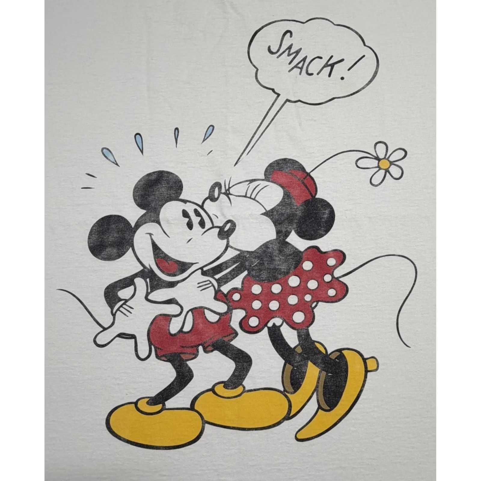 Disney VINTAGE Disney T-Shirt Men’s One Size White 90s Mickey Minnie Logo Crew Neck Cotton Knit Relaxed Size US M / EU 48-50 / 2 - 7 Thumbnail
