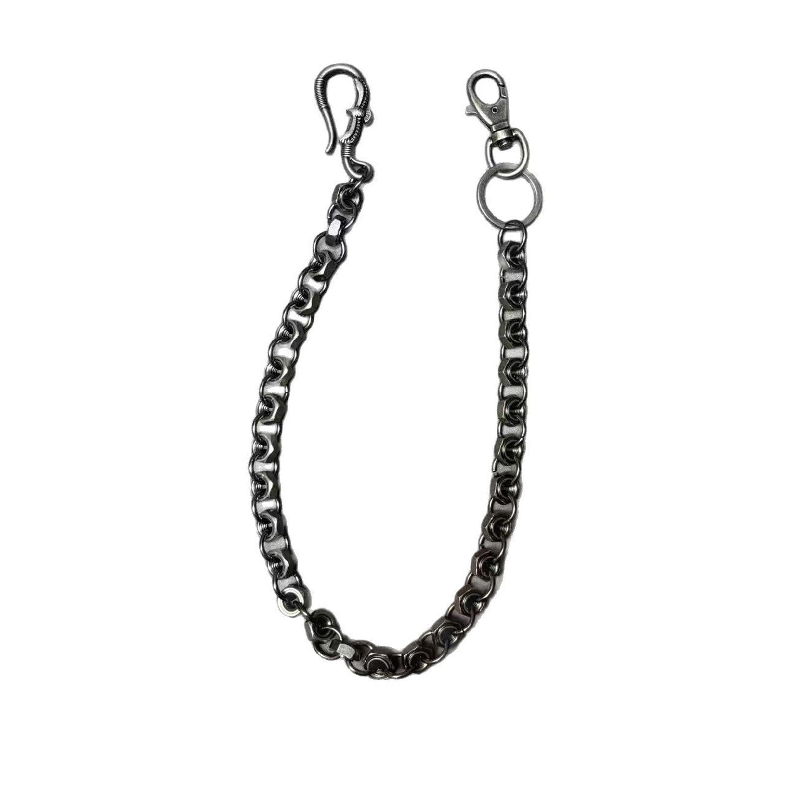 Jewelry Black Metal Wallet Chain with Barbed Wire Design Size ONE SIZE - 5 Thumbnail