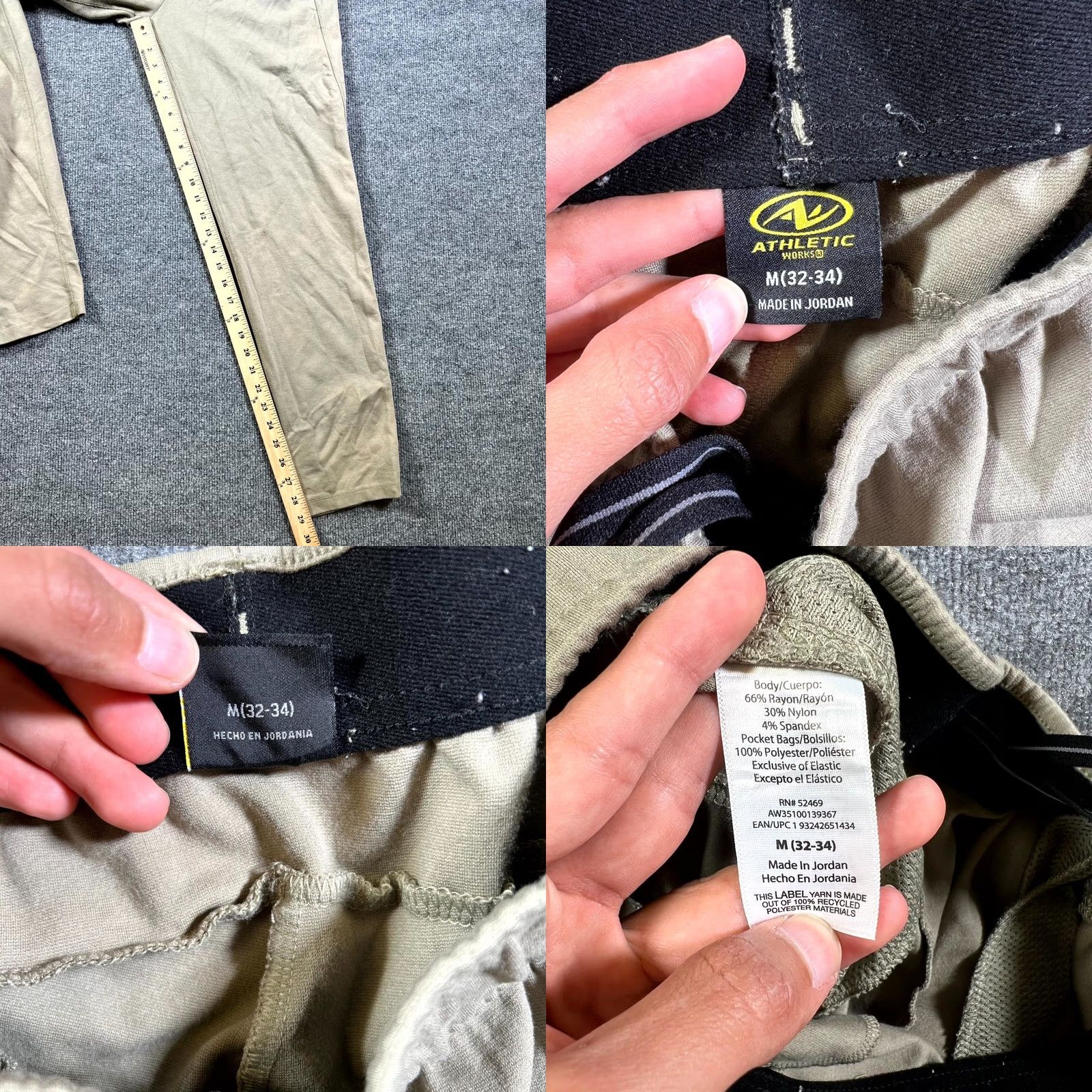 Athletic Works Athletic Works Pants Mens M (32-34) Beige Slim Fit Tapered Leg Drawstring Running Size US 31 - 8 Thumbnail