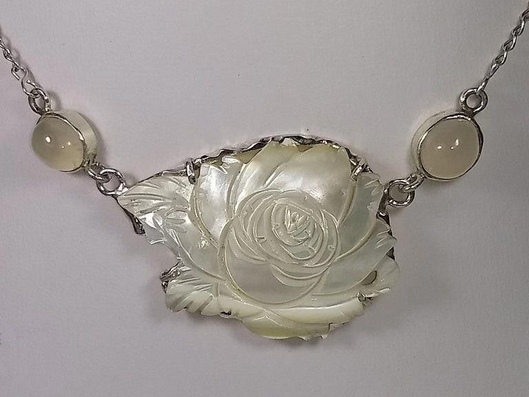 Designer Alberto Mexican Handmade Moonstone Sterling Silver Necklace Size ONE SIZE - 1 Thumbnail