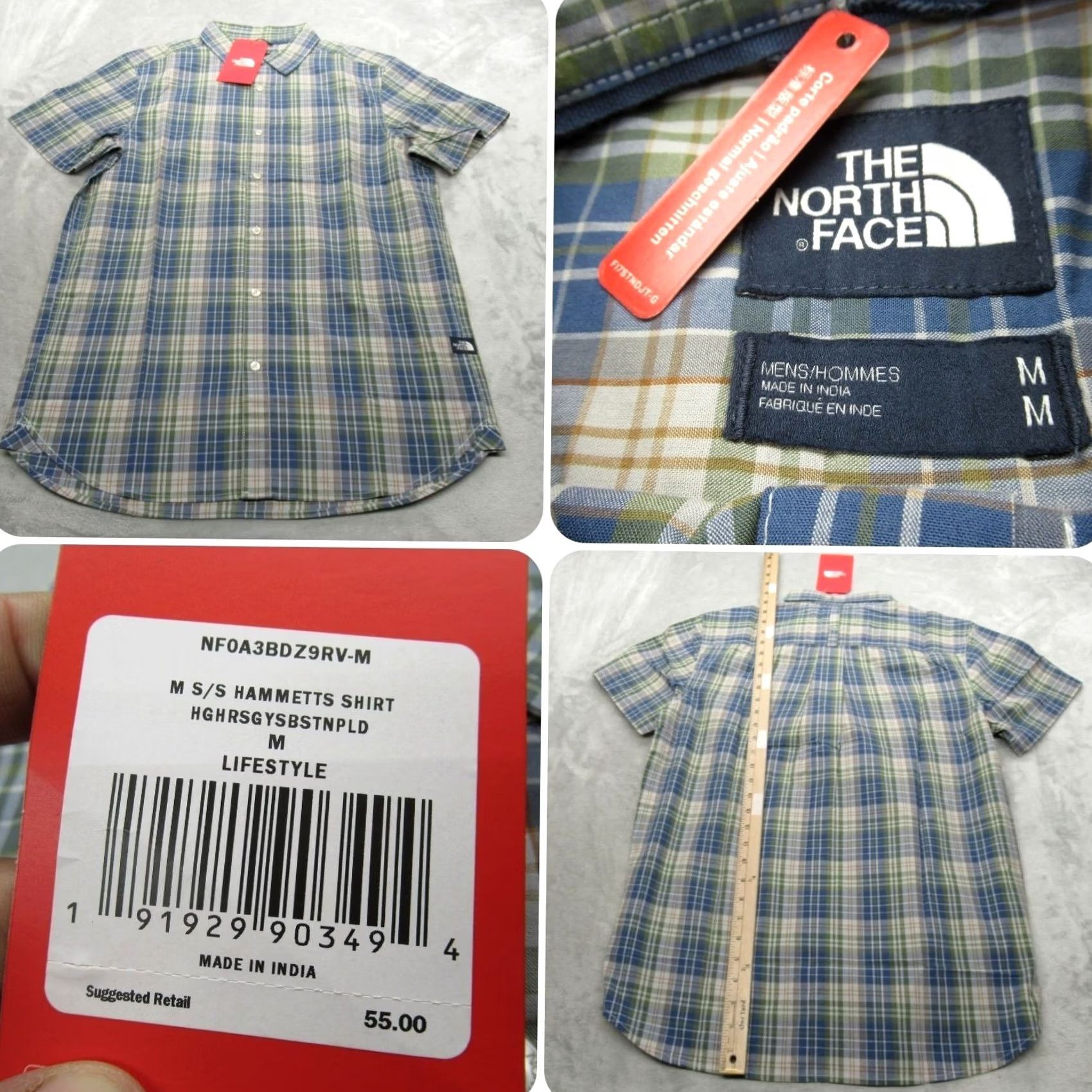 The North Face The North Face Shirt Mens Medium Blue Plaid Short Sleeve Button-Up Pocket Cotton Polyester New Size US M / EU 48-50 / 2 - 2 Thumbnail