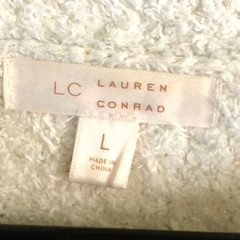 Vintage LC Lauren Conrad Womens Sweater White Pink Stripe Puff Sleeve Large Knit Style Pullover Casual Winter Fall Size L / US 10 / IT 46 - 6 Thumbnail
