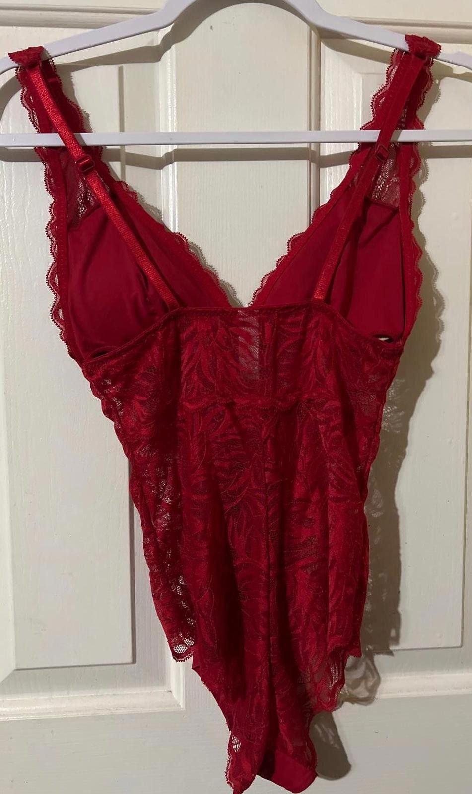 Other Adrienne Vittadini Red Lace Bodysuit Lingerie S NWOT Size ONE SIZE - 5 Thumbnail