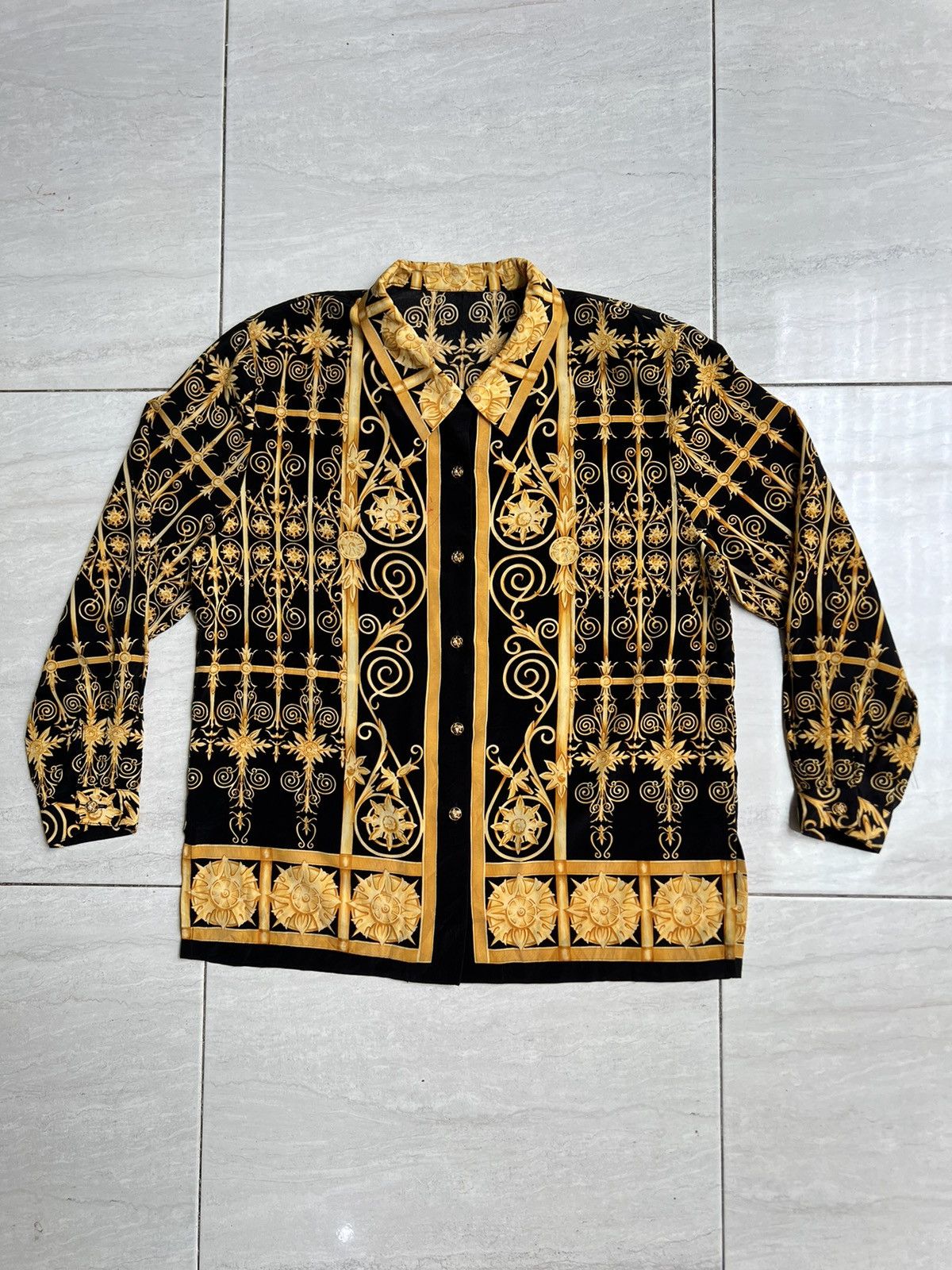 Versace VERSACE Chain Silk Shirt Size US M / EU 48-50 / 2 - 6 Thumbnail