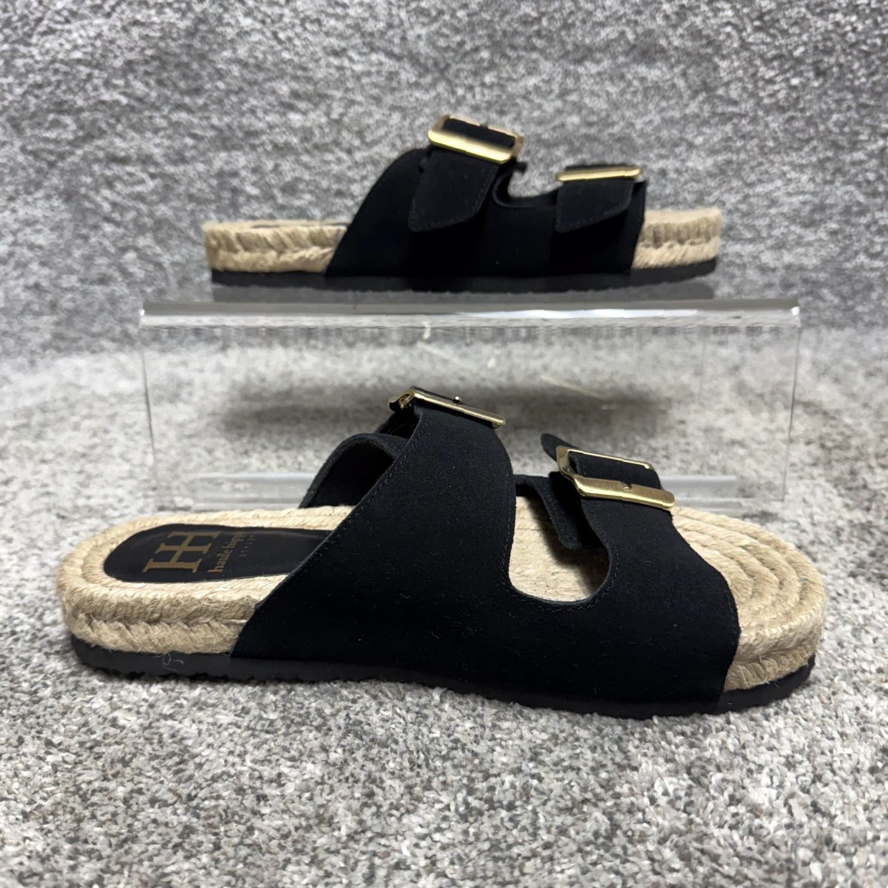 Haute Hippie Haute Hippie Womens Sandals Black 6.5 M Double Buckle Espadrille Slidess Size US 7 / IT 37 - 2 Thumbnail