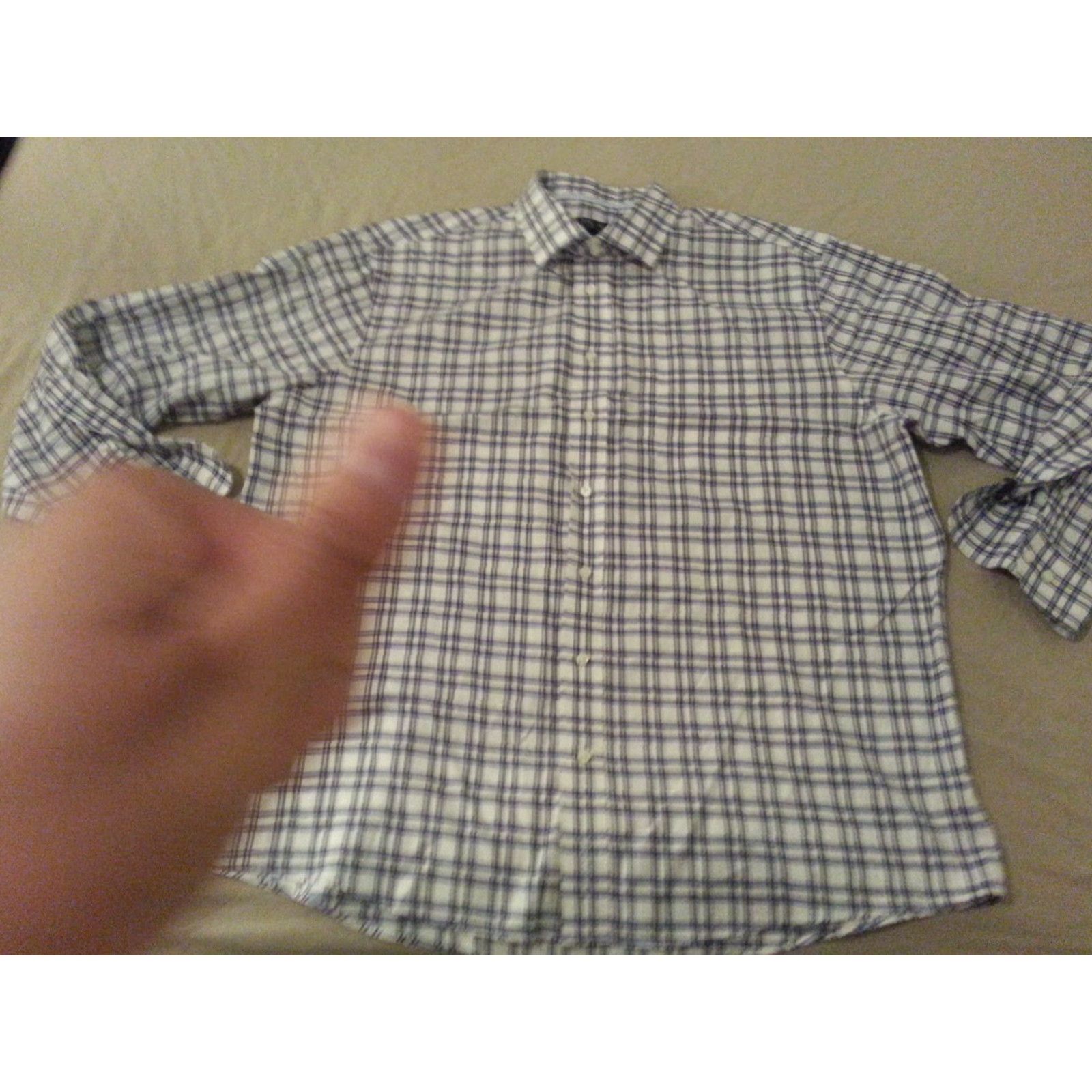 Jos. A. Bank VINTAGE? Jos. A. Bank Plaid Button-Up Shirt XL Blue White Cotton Men Size 46R - 3 Thumbnail