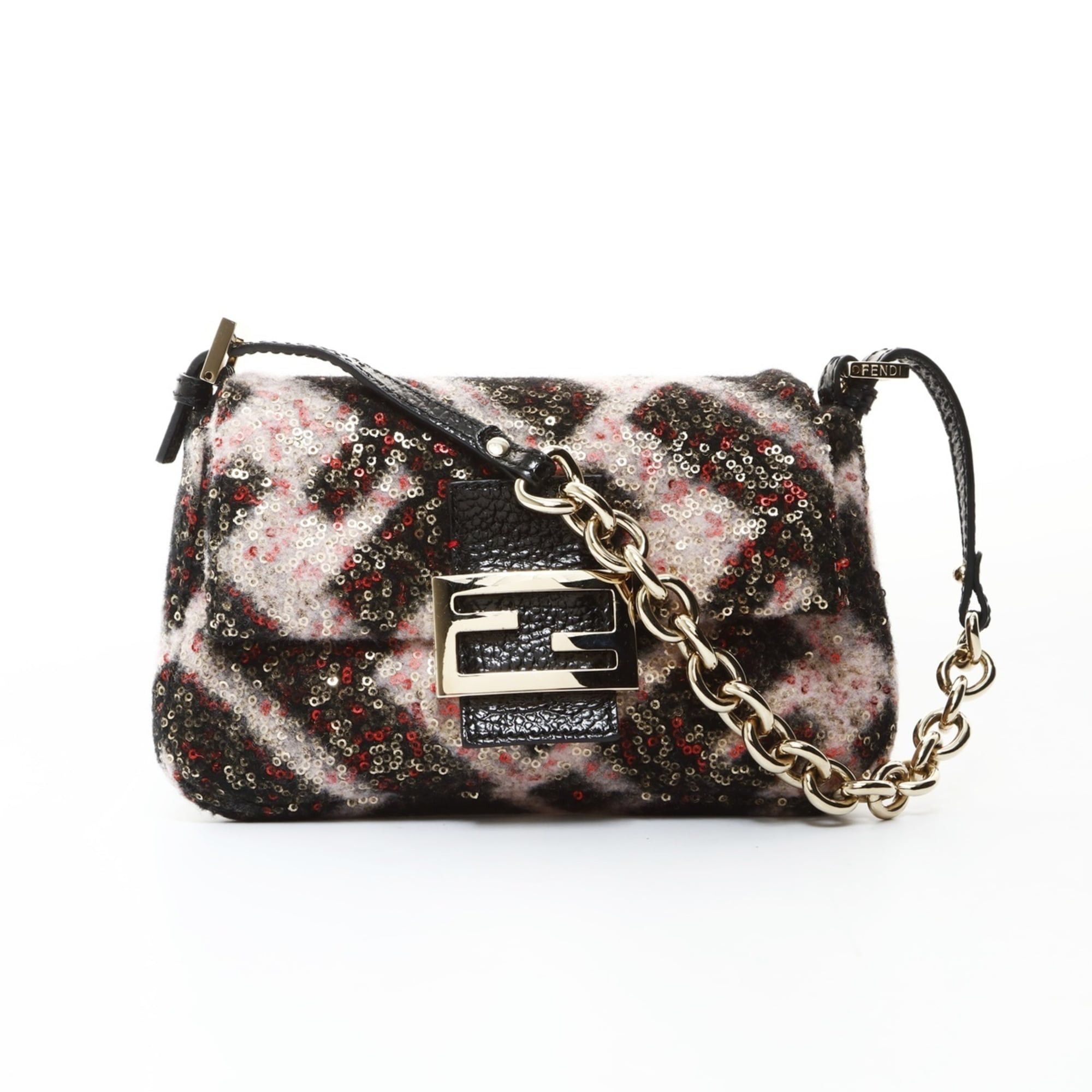 Fendi Fendi Pink Mini Mamma Wool Shoulder Bag in Black (WS26579) Size ONE SIZE - 1 Thumbnail