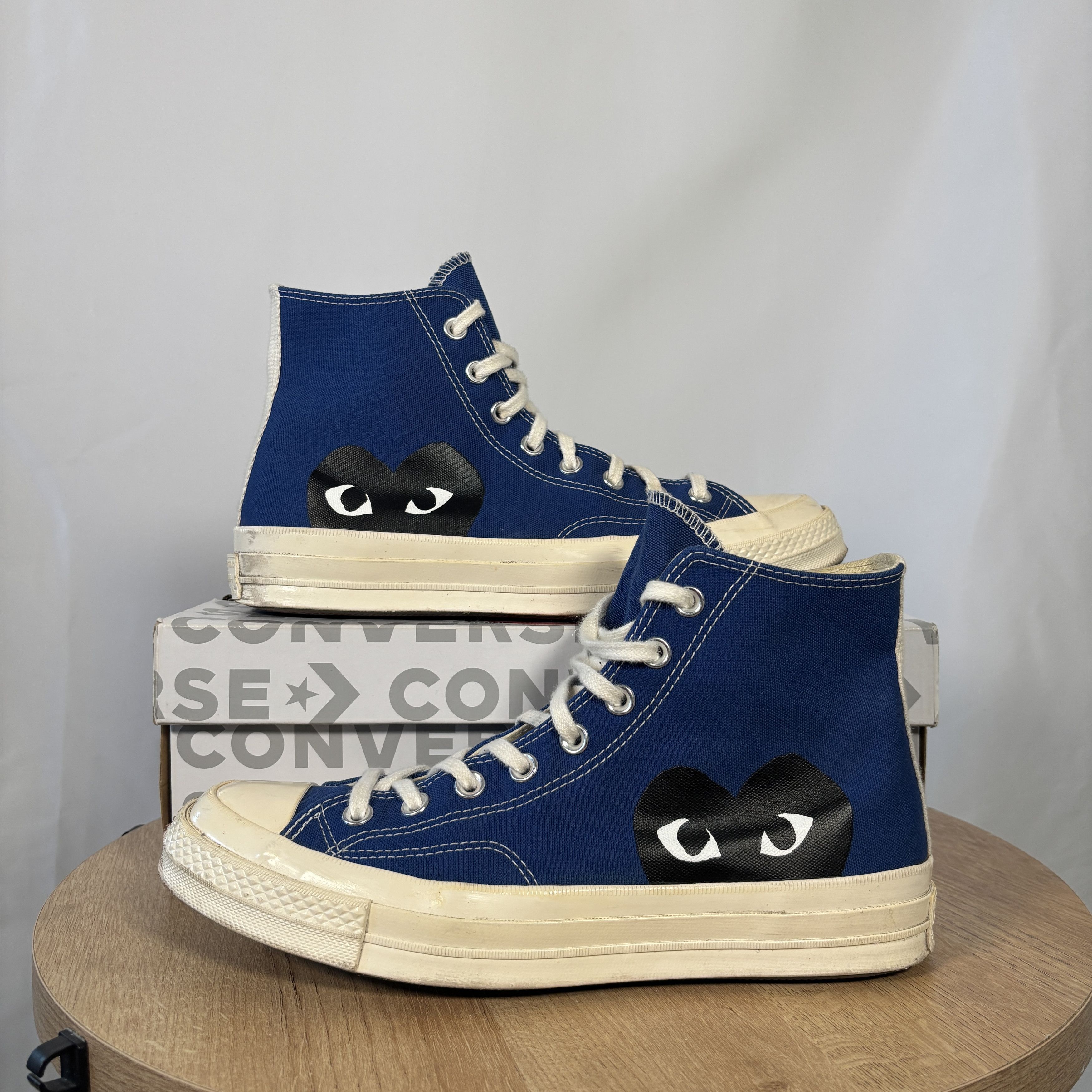 CDG by Comme des Garcons Converse x CDG Play Blue Chuck 70 Hi Tops 9M USED Size US 9 / EU 42 - 1 Thumbnail