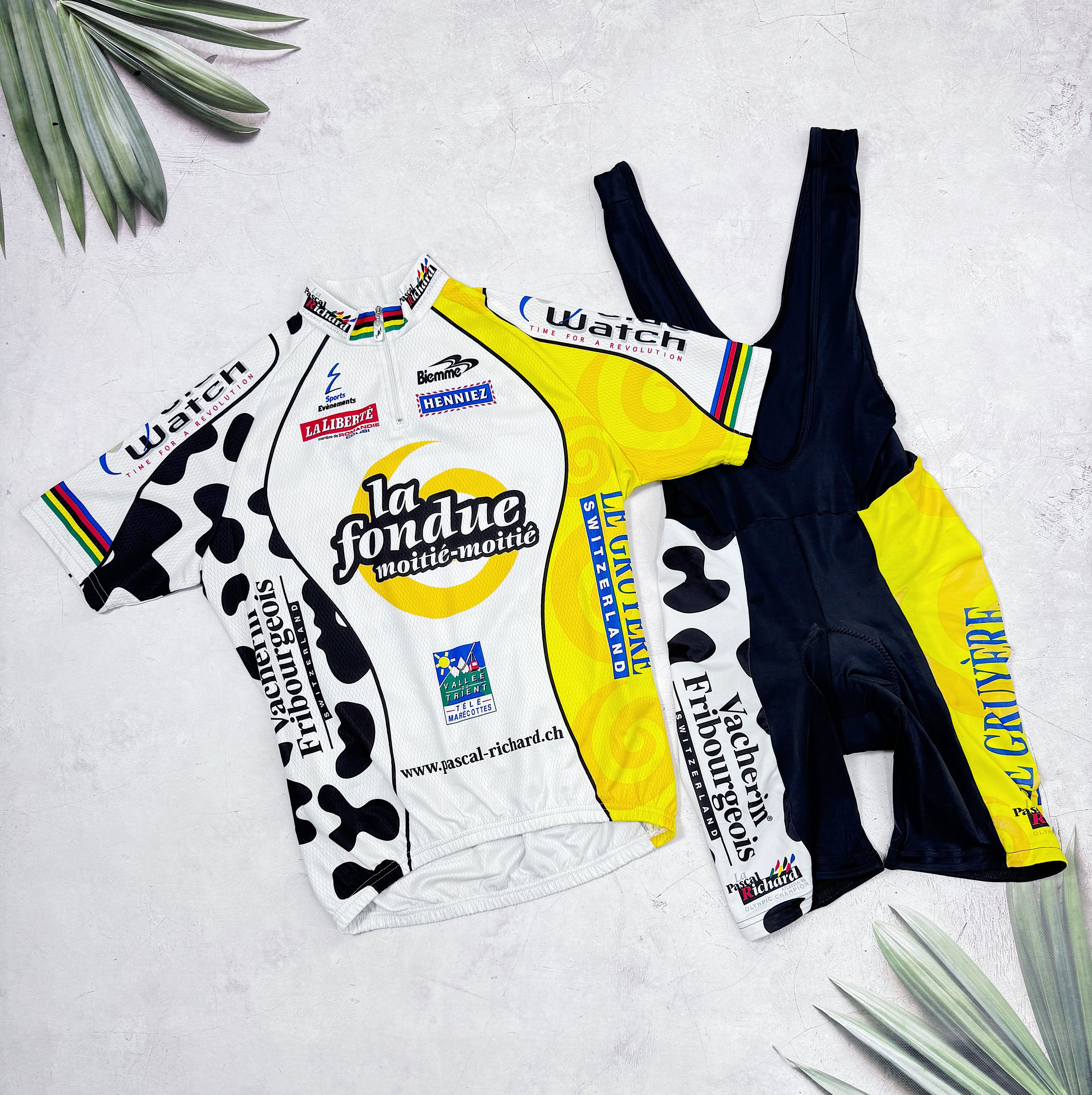 Other Vintage Biemme Cycling Jersey & Bib Shorts Henniez La Fondue Size US XL / EU 56 / 4 - 1 Thumbnail