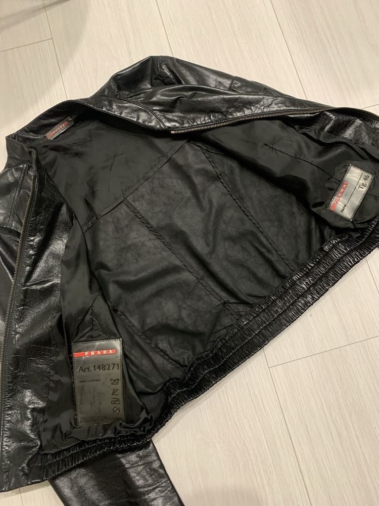 Prada Prada Vintage Leather Jacket art. 148271 Size S / US 4 / IT 40 - 5 Thumbnail