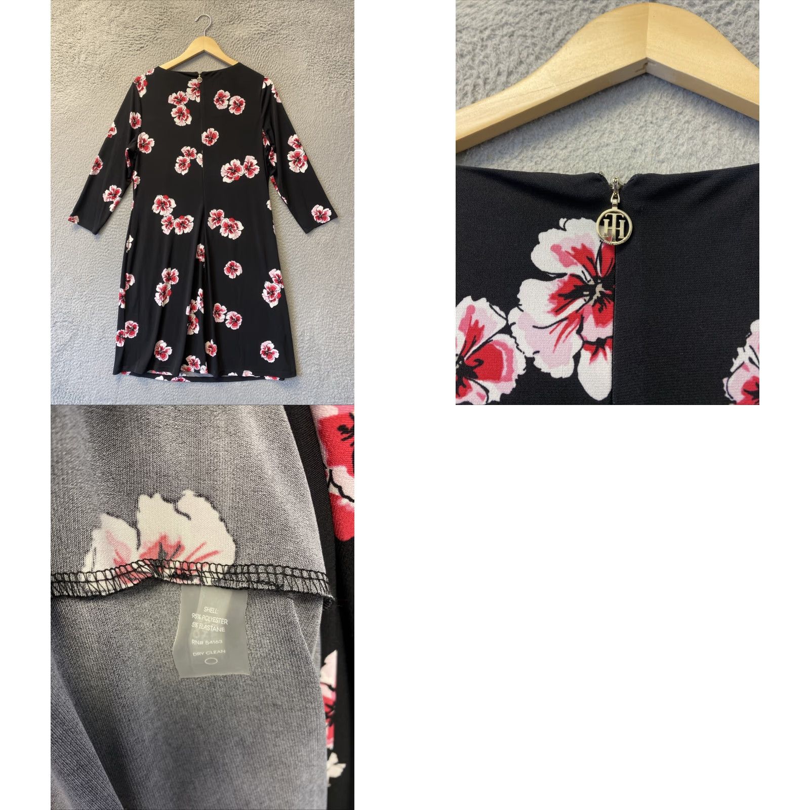 Tommy Hilfiger TOMMY HILFIGER Womens Floral Dress Size 12 Black Knee Length NWT Size XL / US 12-14 / IT 48-50 - 8 Thumbnail