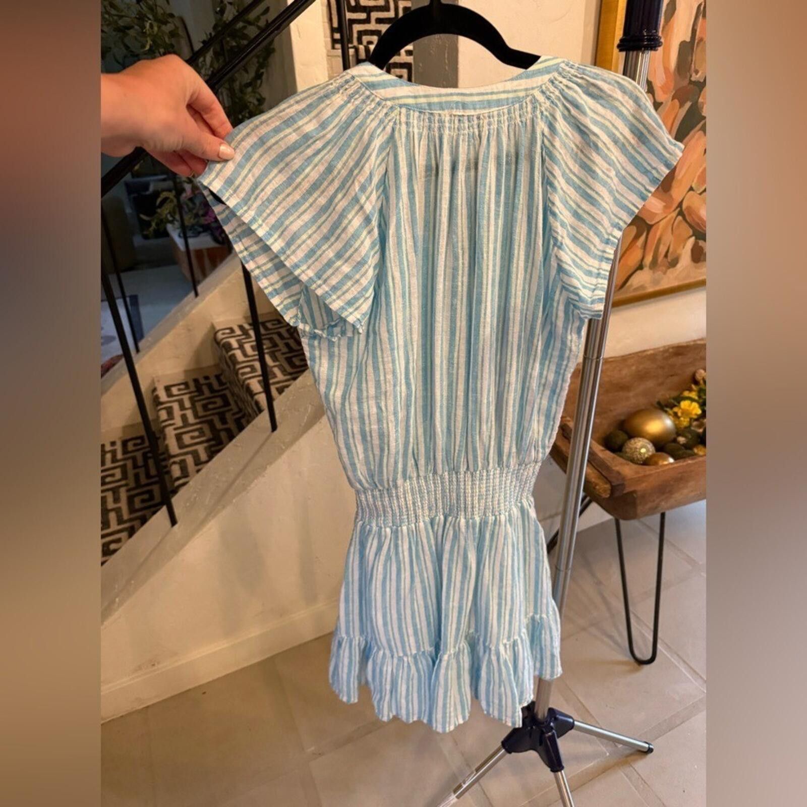 Rails Rails Augustine Laguna Blue Stripe Smocked Mini Dress XS Size XS / US 0-2 / IT 36-38 - 7 Thumbnail