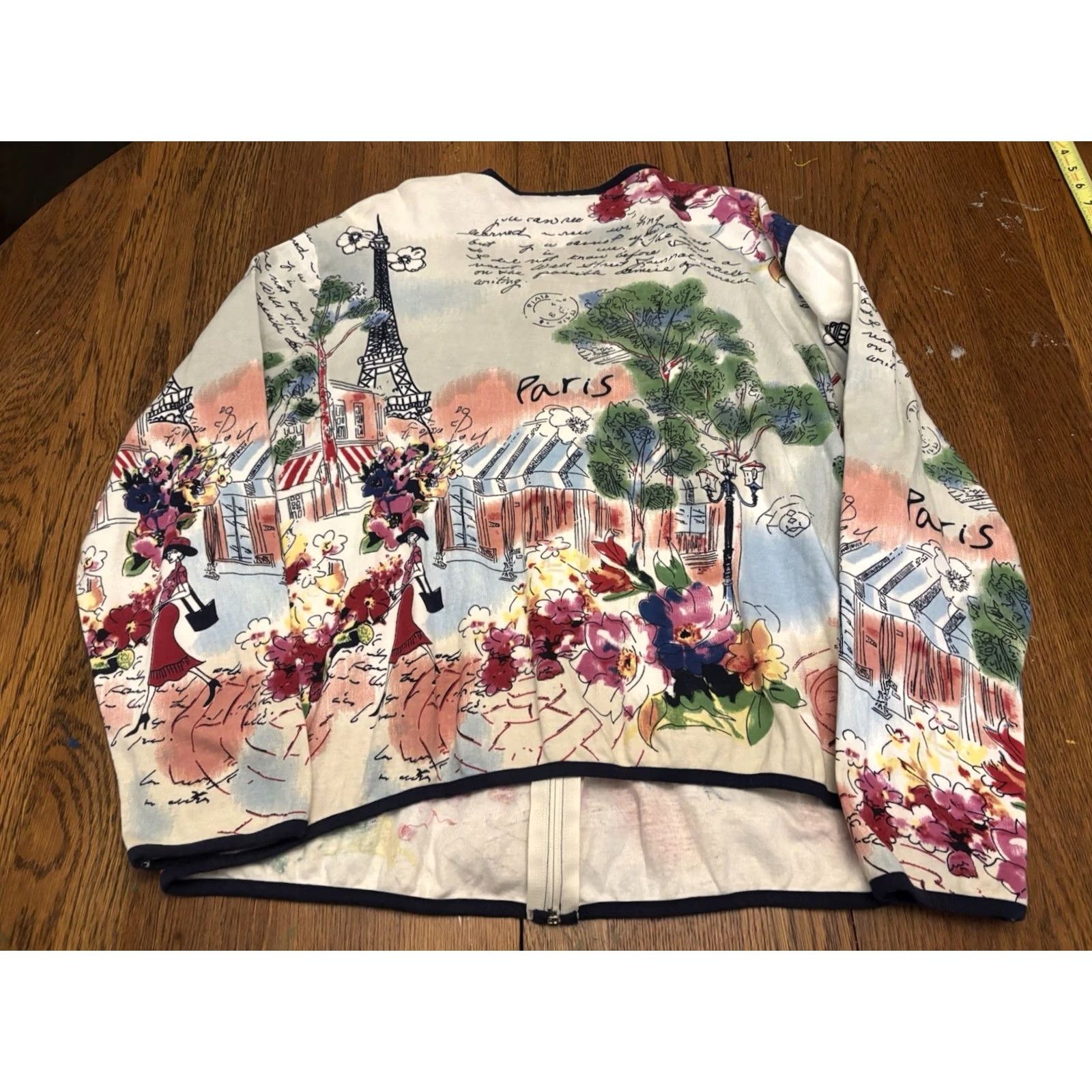 Vintage VINTAGE Paris Zip Top Womens XL Art All Over Print Long Sleeve y2k L4 Shirt Size XL / US 12-14 / IT 48-50 - 5 Thumbnail