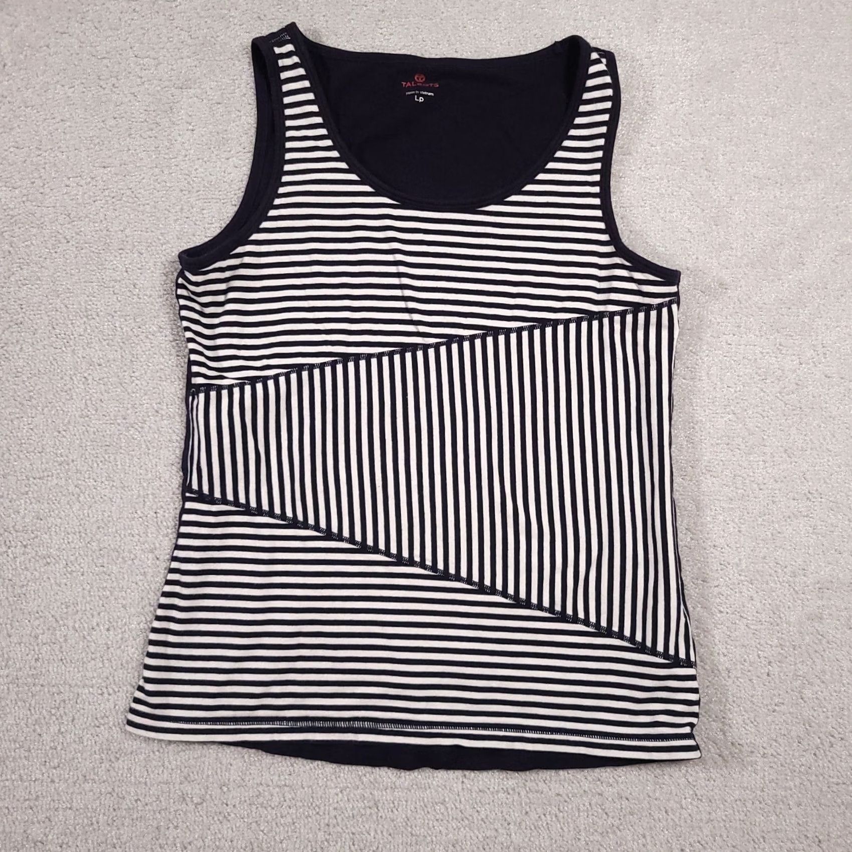 Talbots Talbots Shirt Women's Lp Petite Large Navy Blue Striped Sleeveless Tank Casual Shirt Size L / US 10 / IT 46 - 2 Thumbnail
