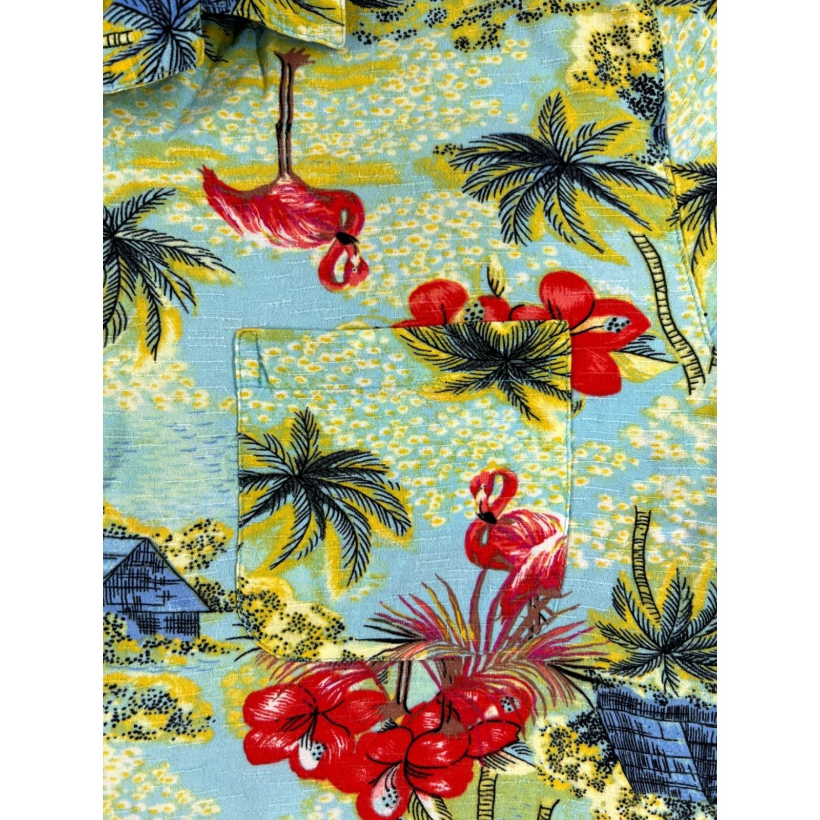George George Men's Hawaiian Shirt 2XL Floral Palm Green Pink Button-Up Rayon Short Sleeve Classic Casual Hawaiian Theme 90s? Size US XXL / EU 58 / 5 - 6 Thumbnail